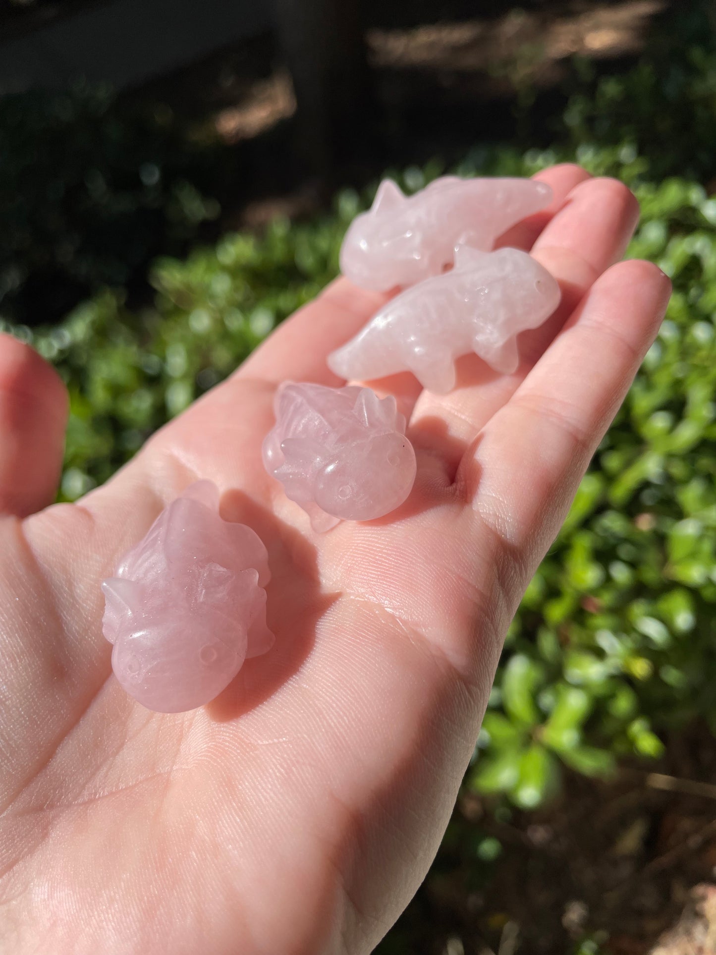 Rose Quartz Axolotl Crystal Carvings