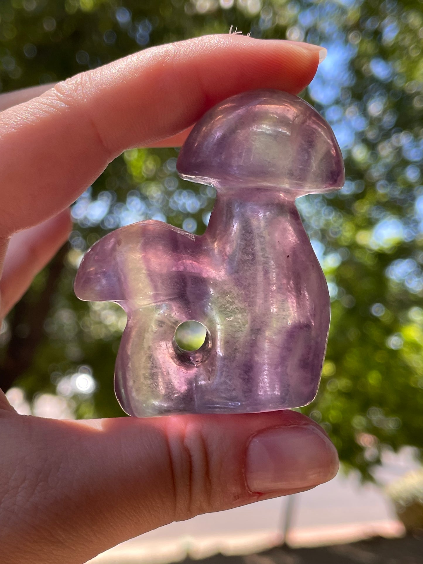 Rainbow Fluorite Crystal Mushroom Carving