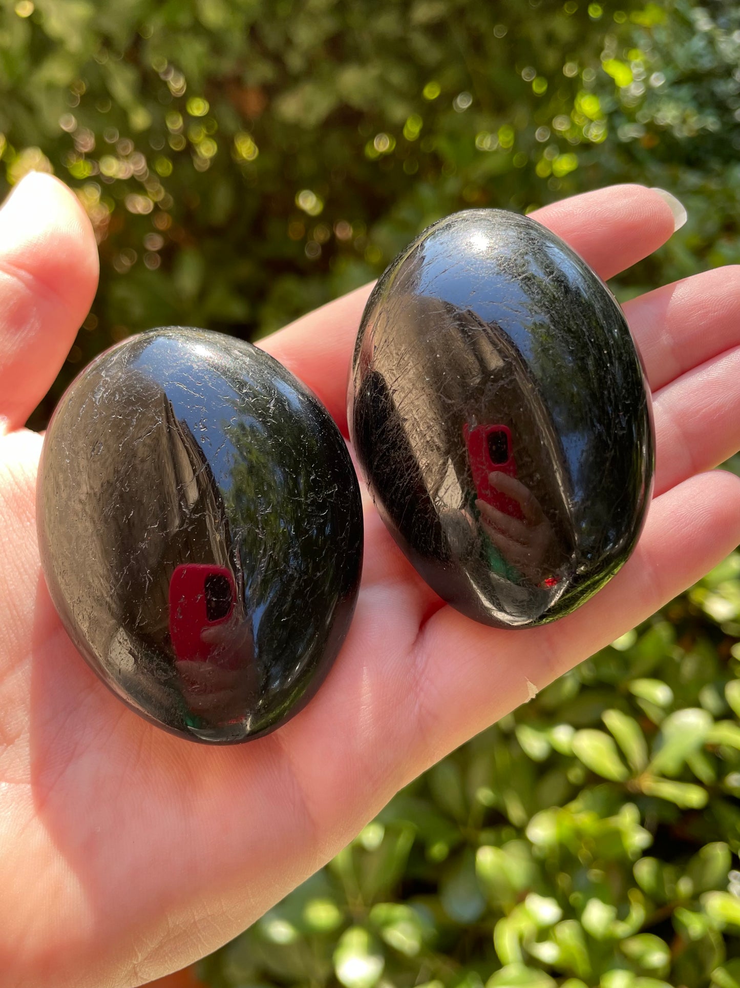 Black Tourmaline Crystal Palm Stones