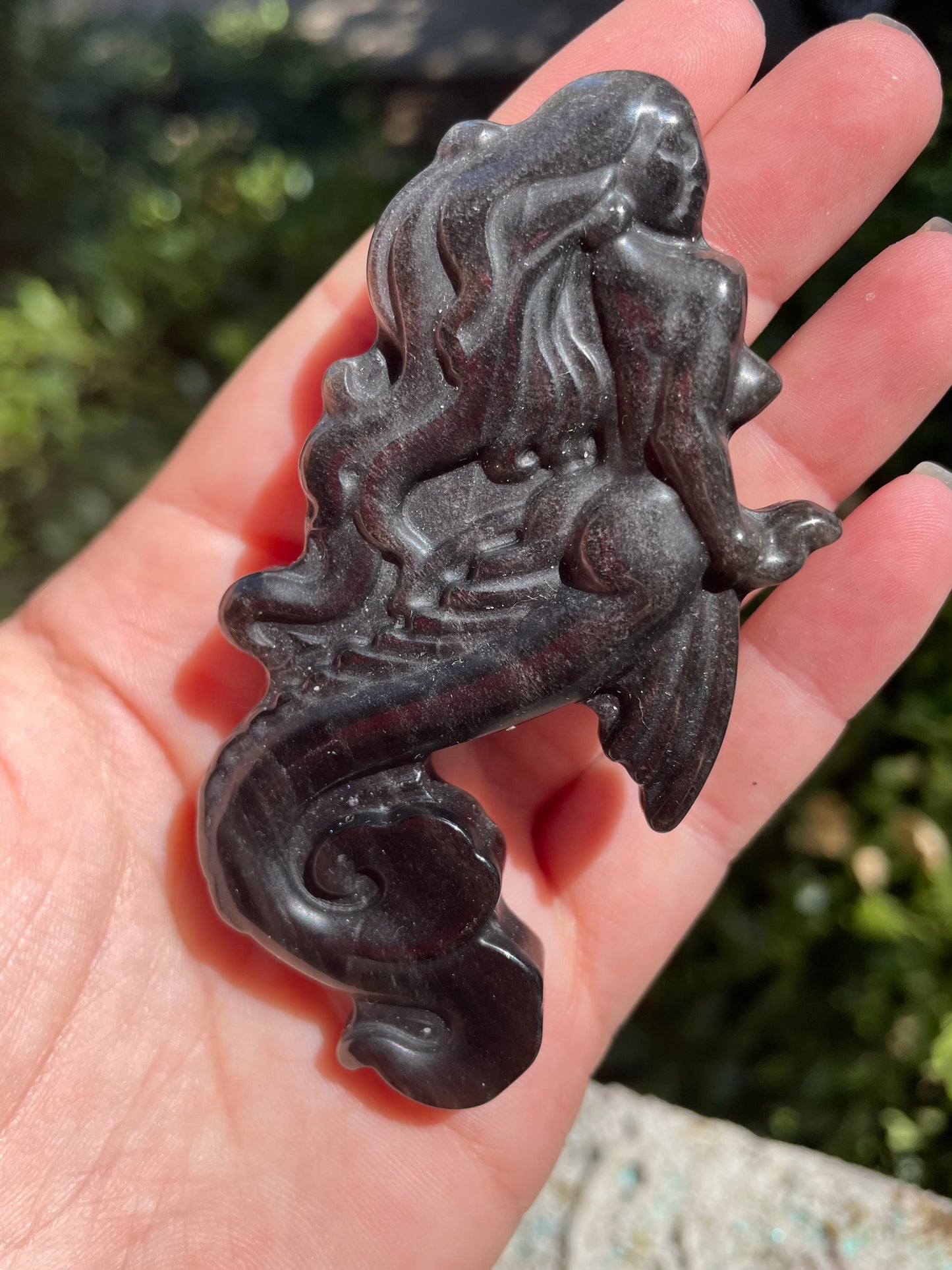 Obsidian Mermaid Carving