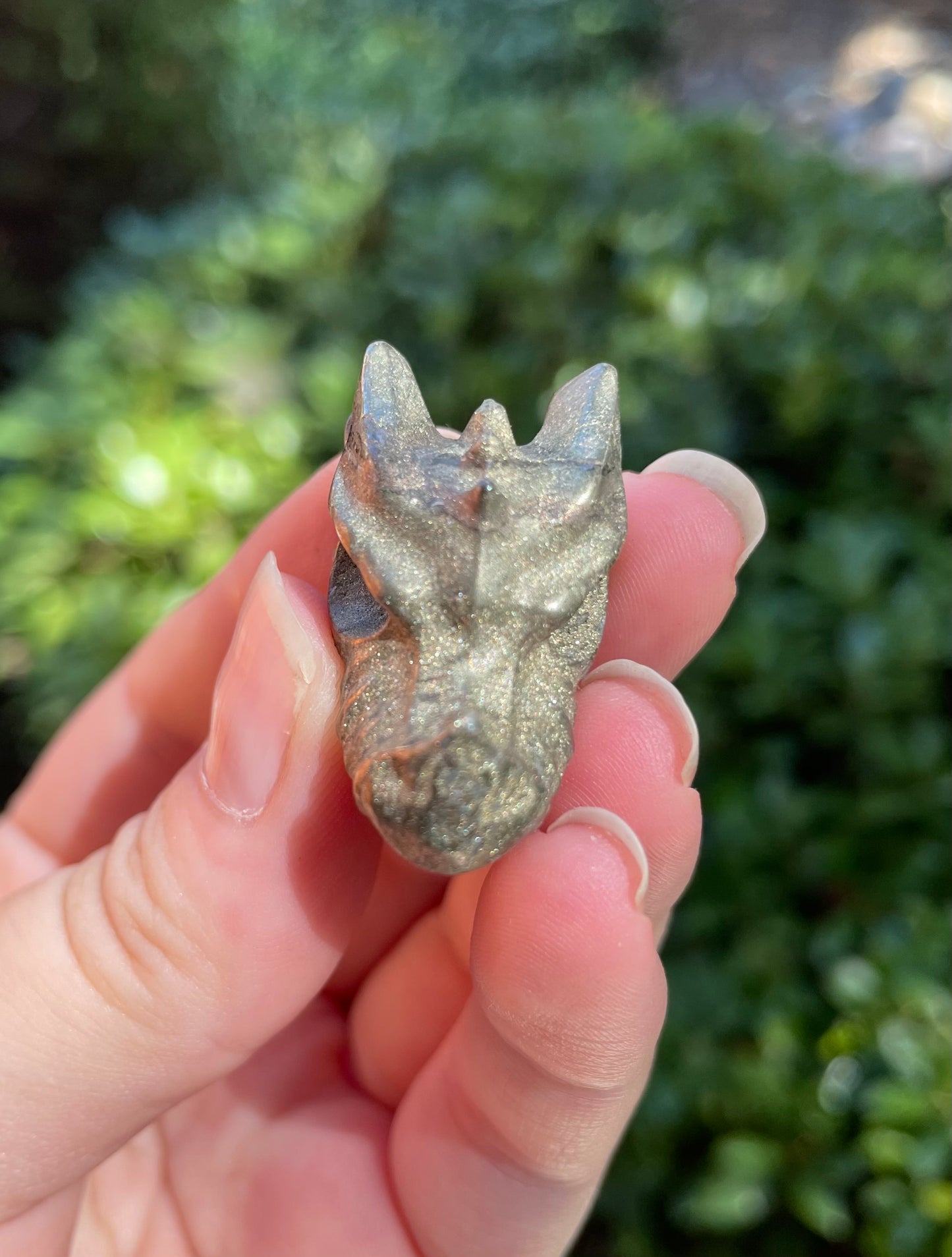 Pyrite Dragon Head Crystal Carving