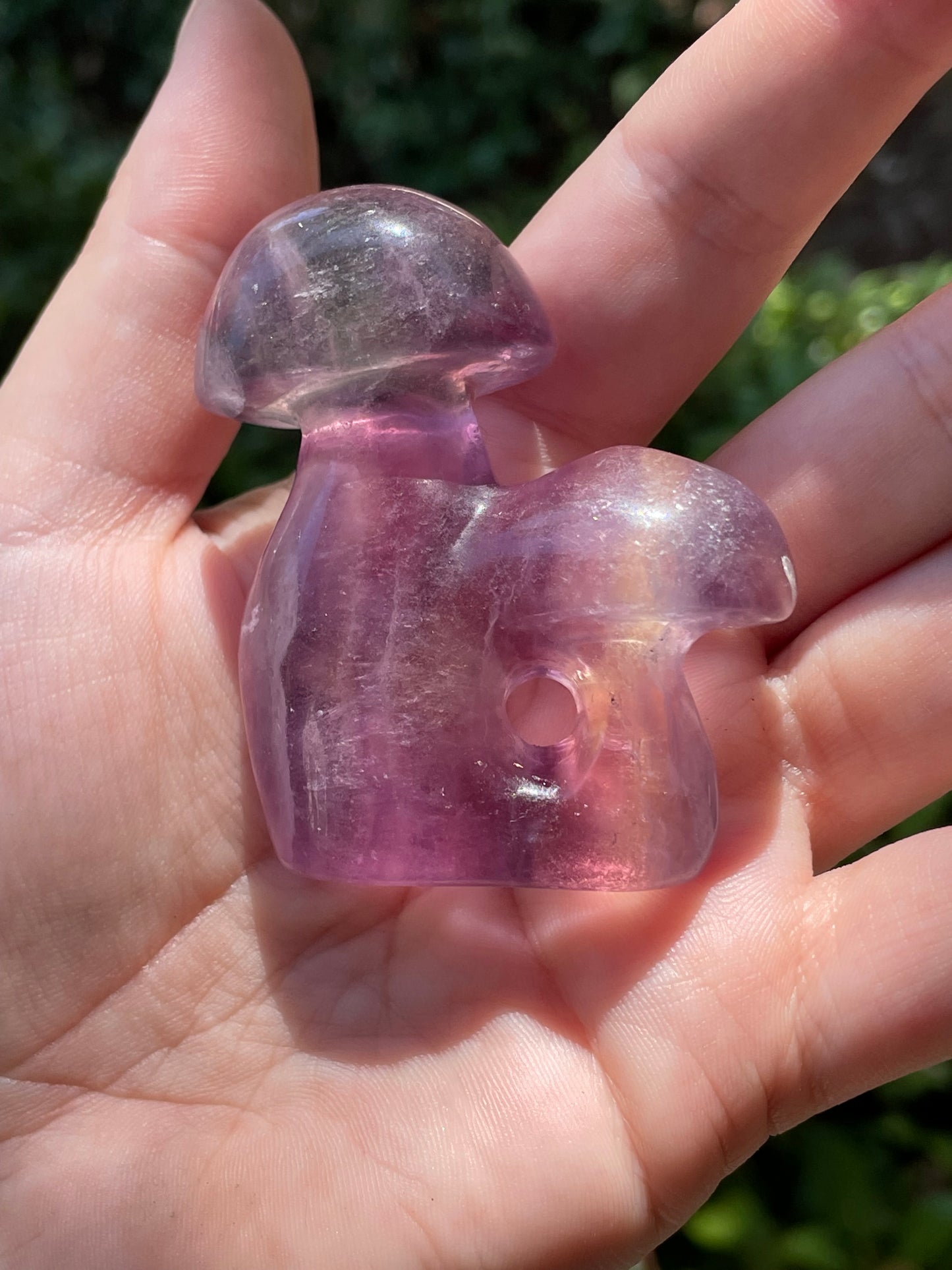 Rainbow Fluorite Crystal Mushroom Carving