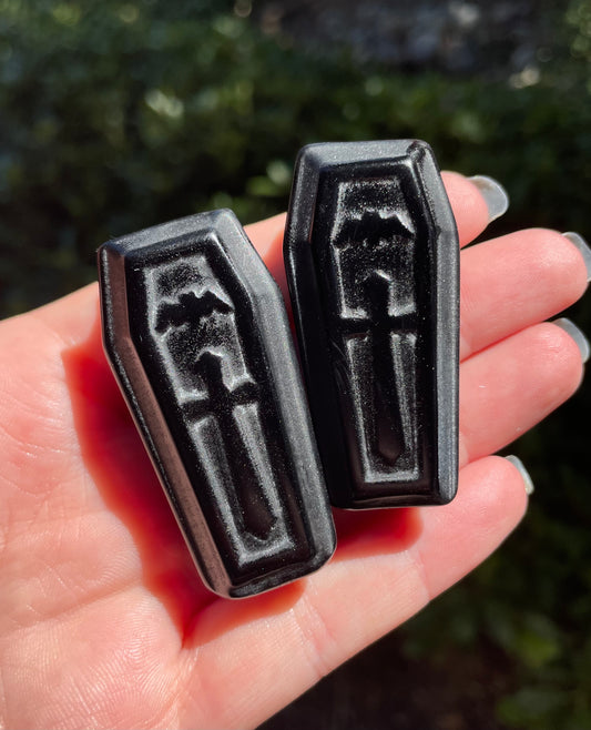 Obsidian Vampire Coffin Crystal Carvings