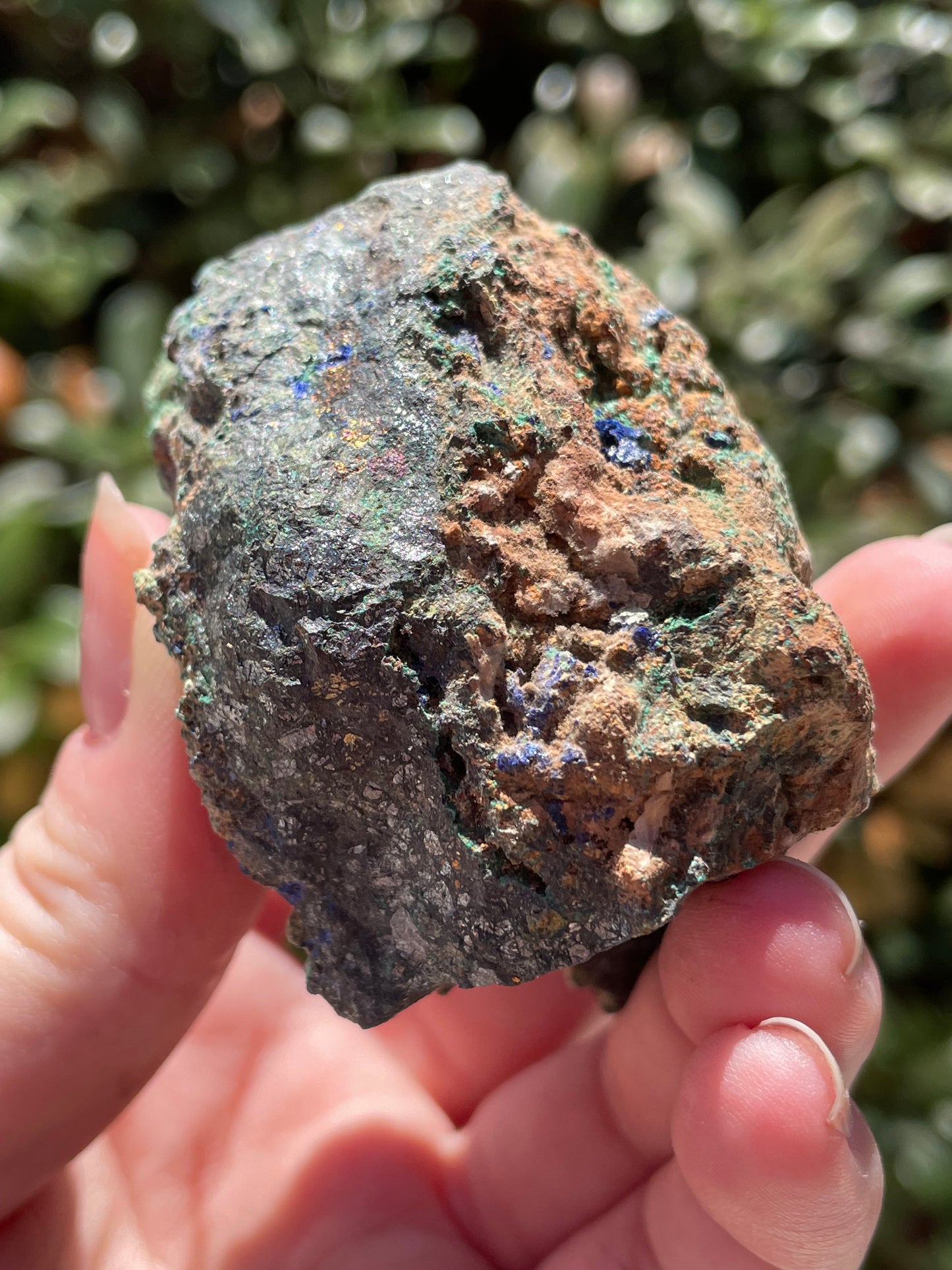 Malachite & Azurite on Chalcopyrite Crystal Mineral Specimen