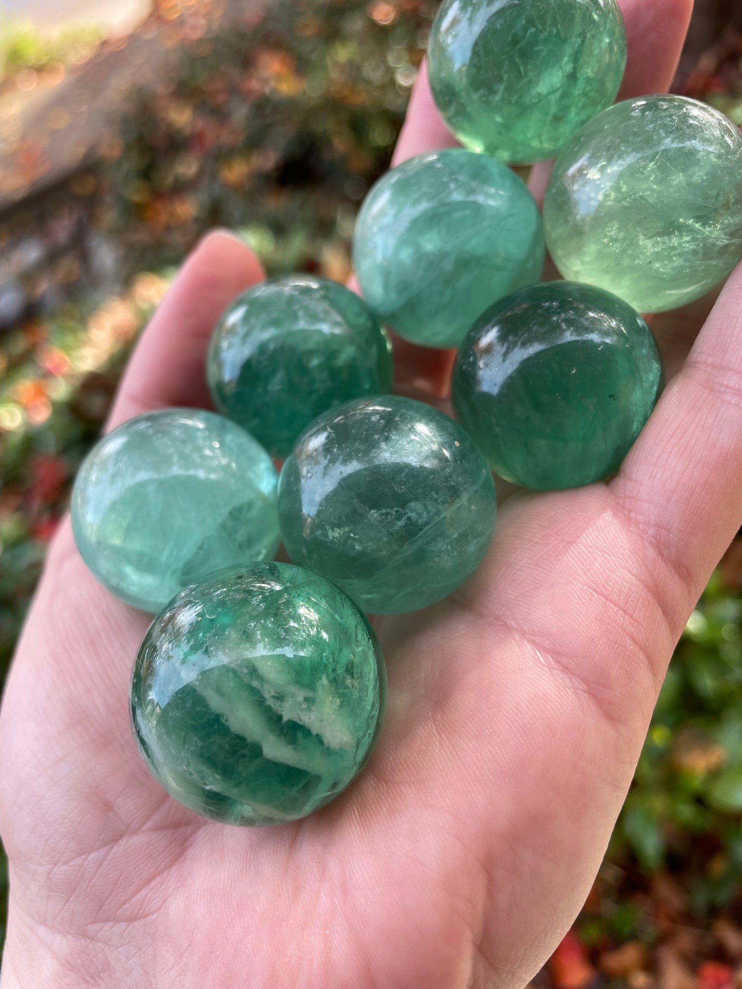 Green Baja Blast Fluorite 1” Spheres Crystal Balls