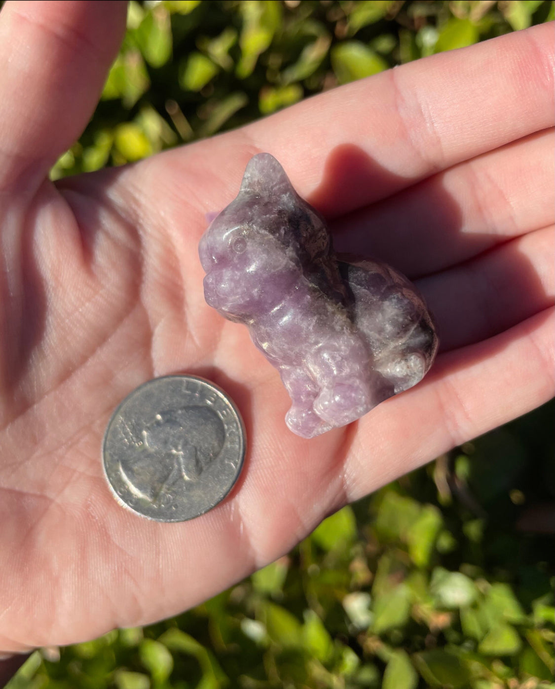 Lepidolite Cat Crystal Carving