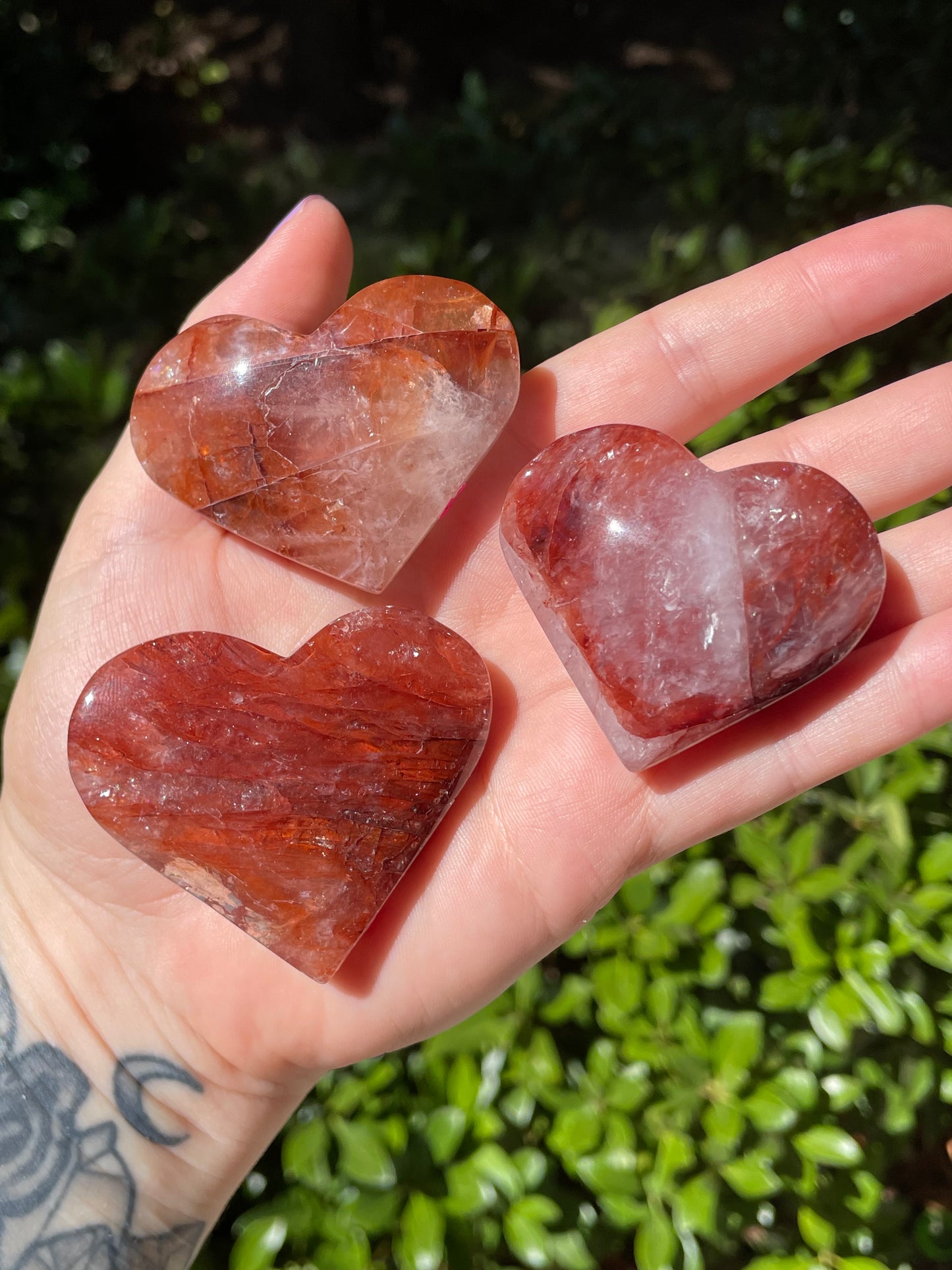 Fire Quartz Crystal Puffy Hearts