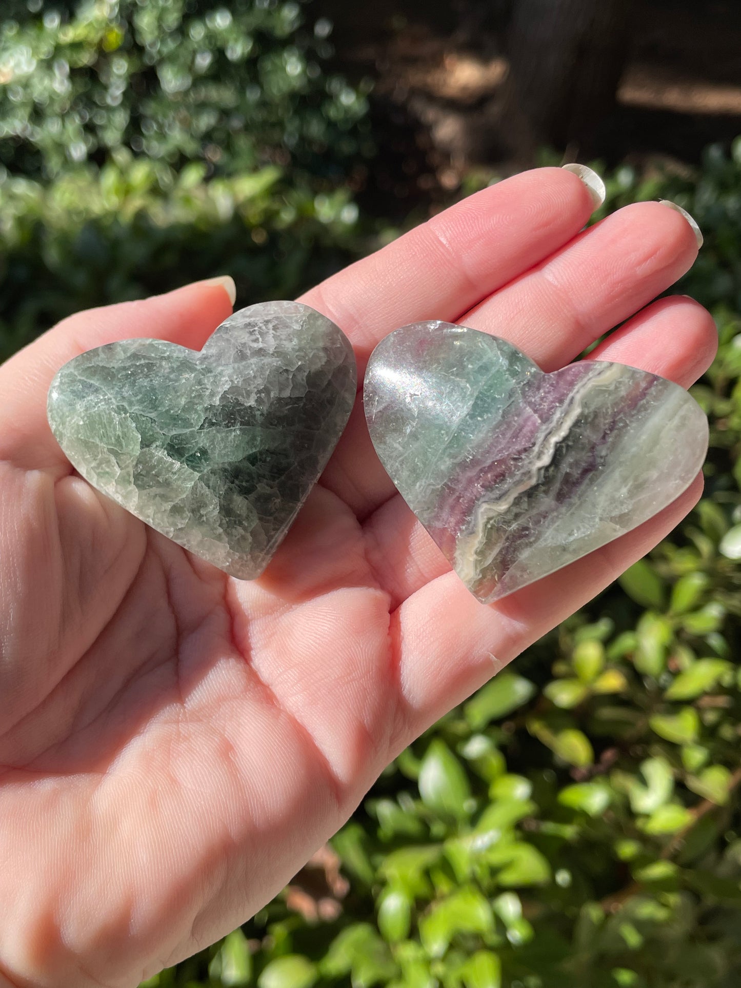 Green Fluorite Hearts