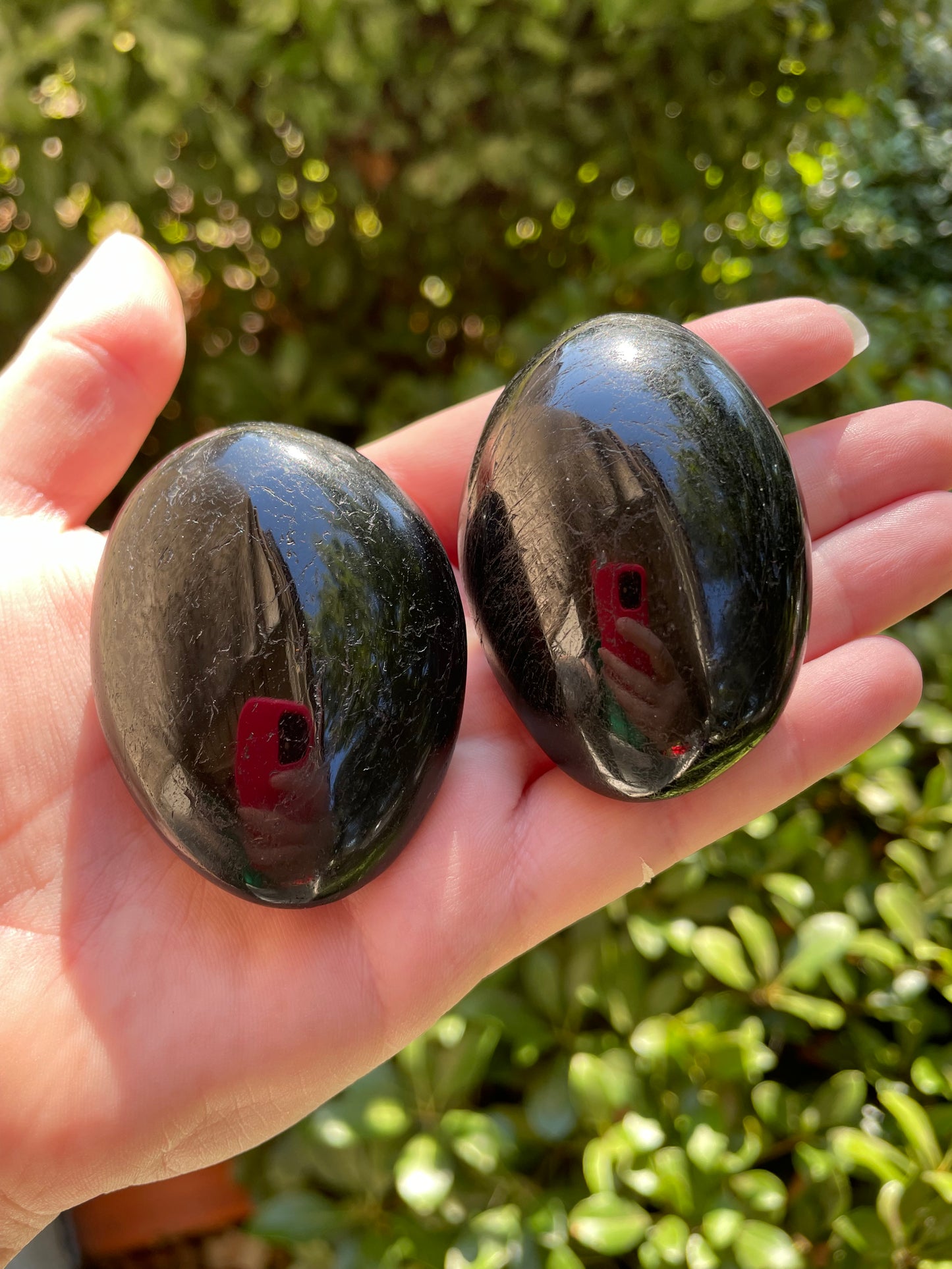 Black Tourmaline Crystal Palm Stones