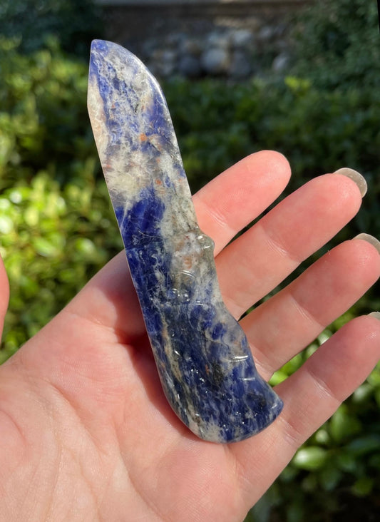 Sodalite Crystal Knife Carving