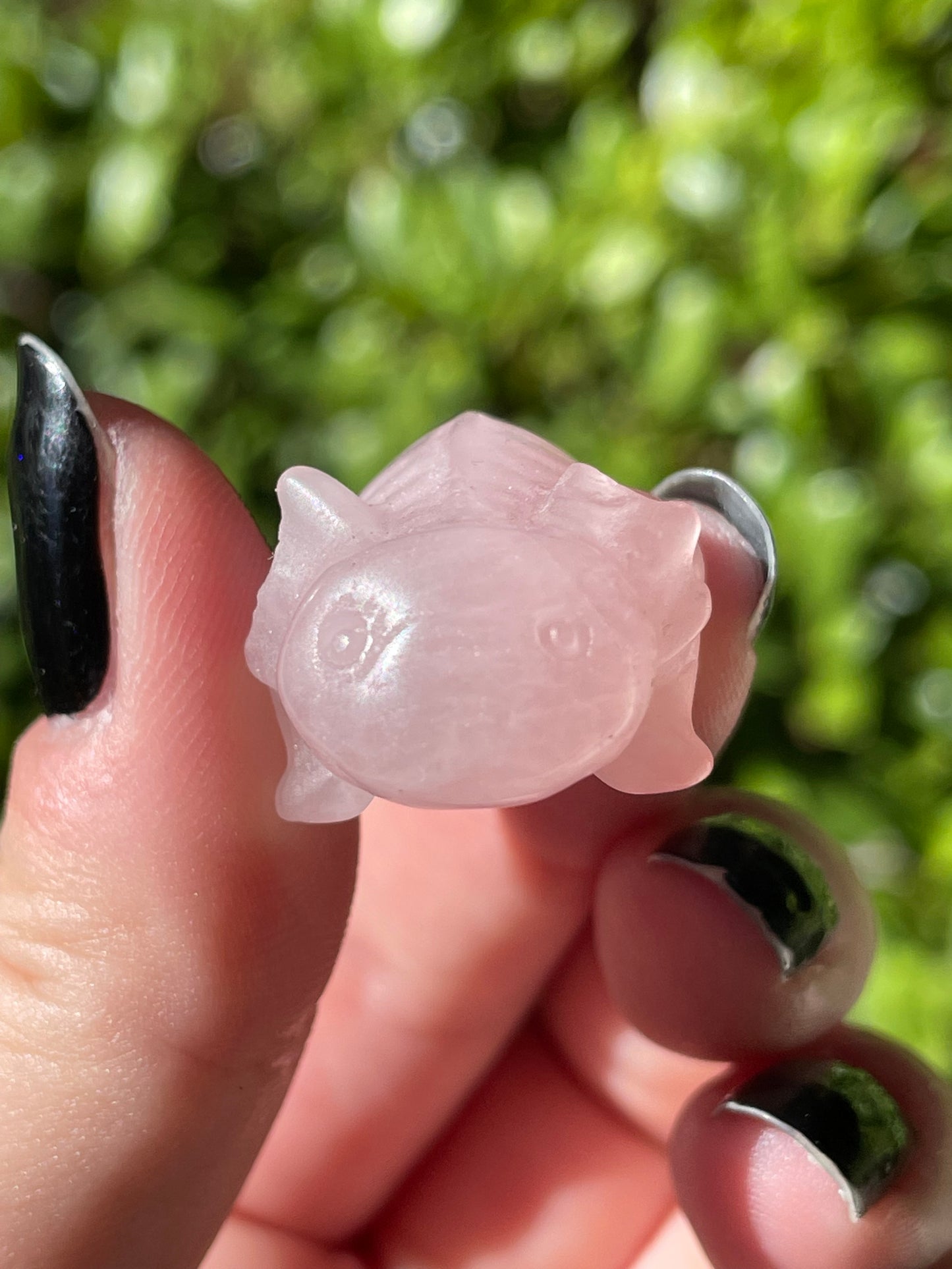 Rose Quartz Axolotl Crystal Carvings