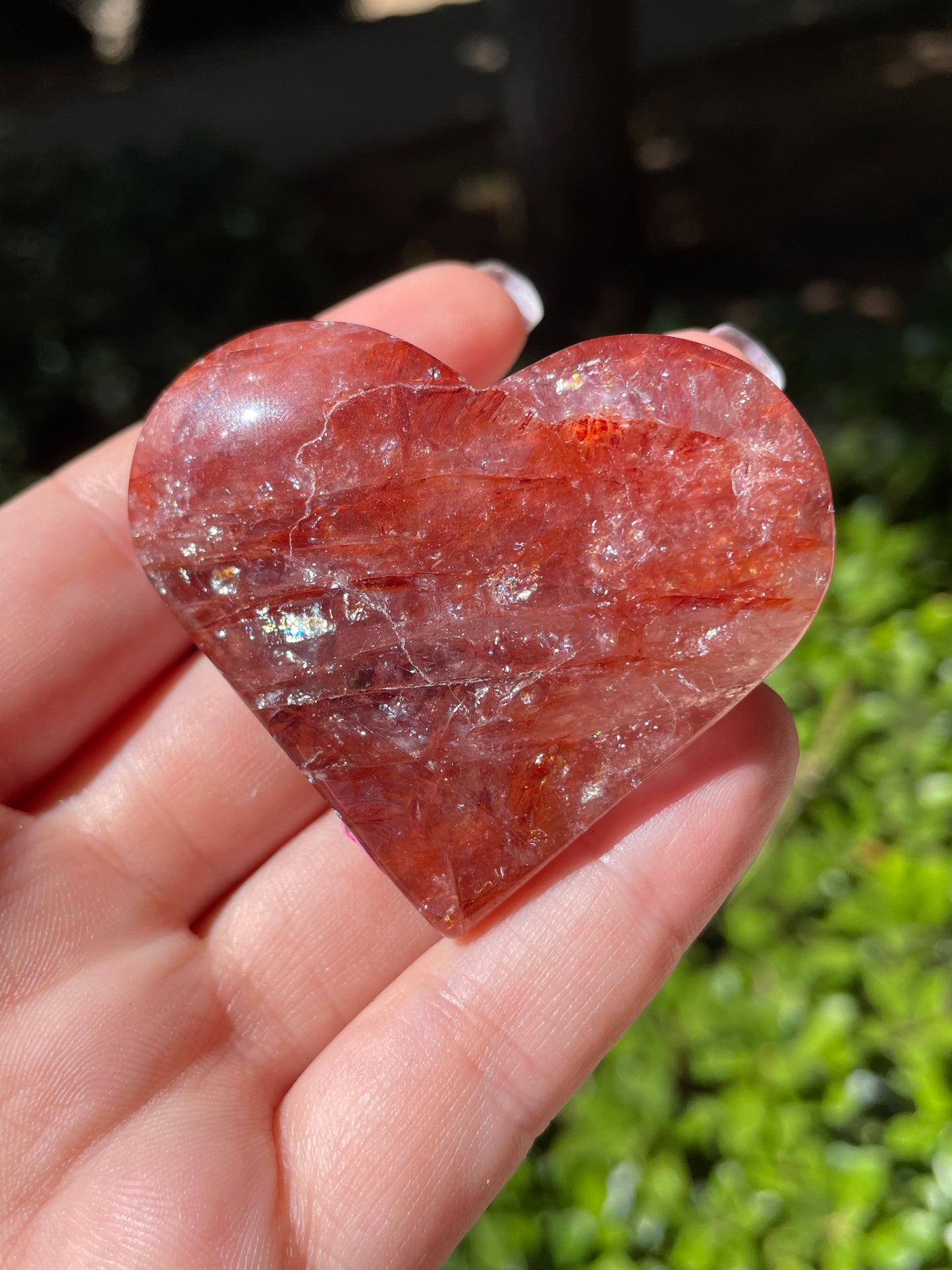 Fire Quartz Crystal Puffy Hearts