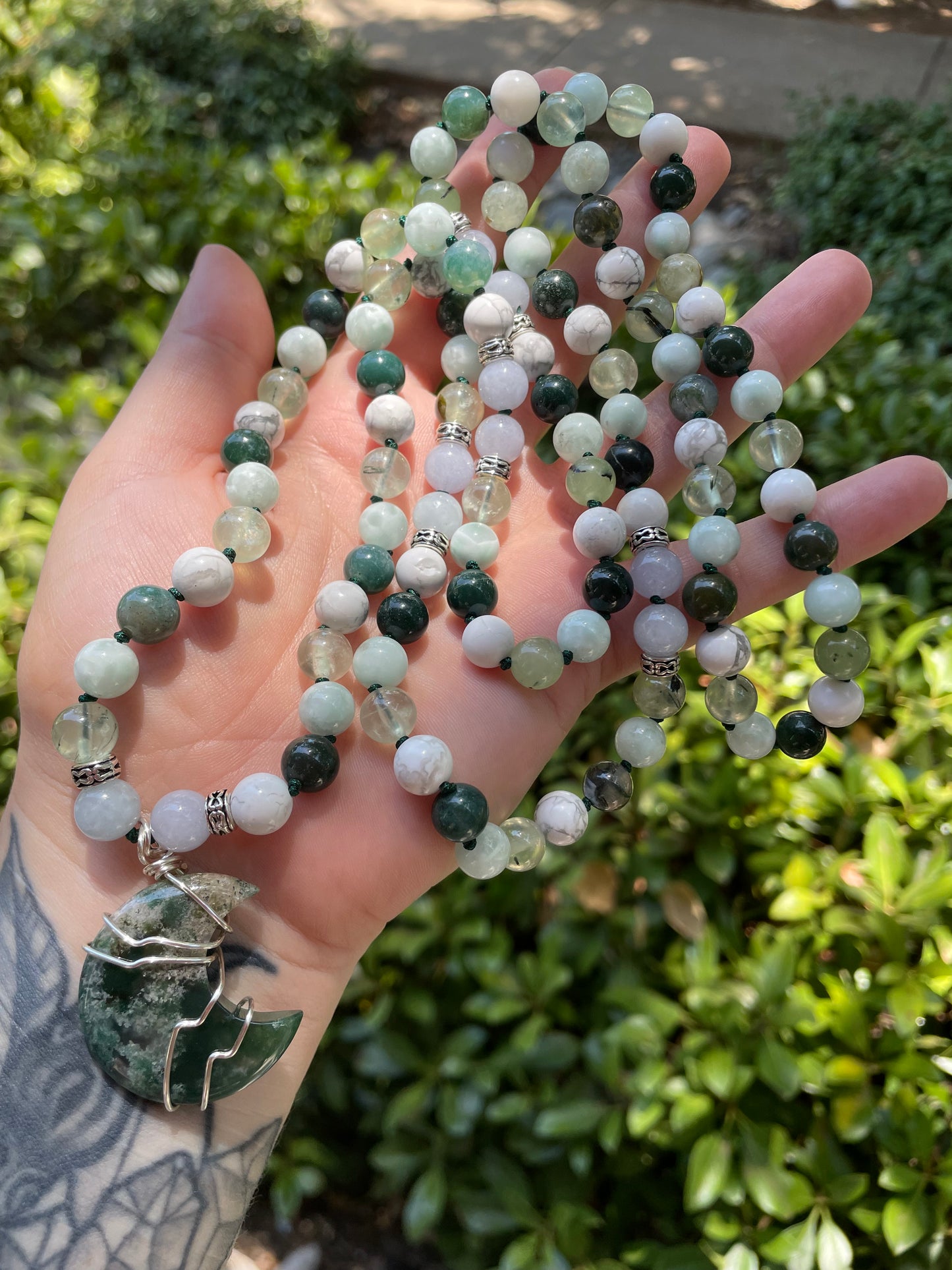 Serene Waters Crystal Beaded Mala Necklace for Inner Peace & Calm Mind