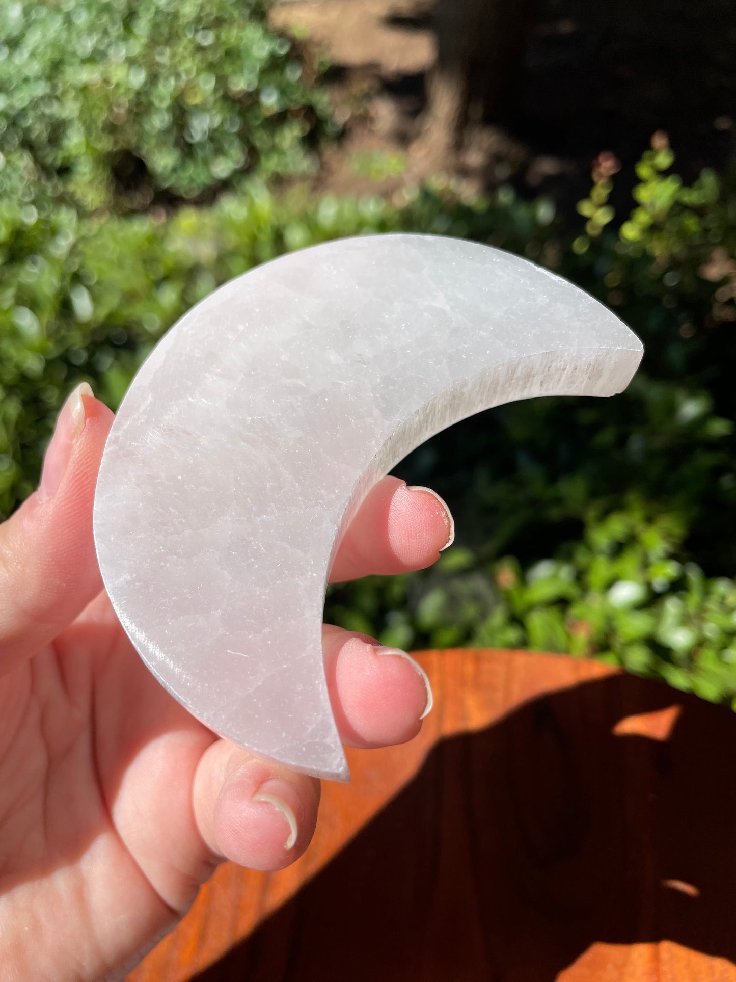 Satin Spar Selenite Crescent Moon Crystal Carving