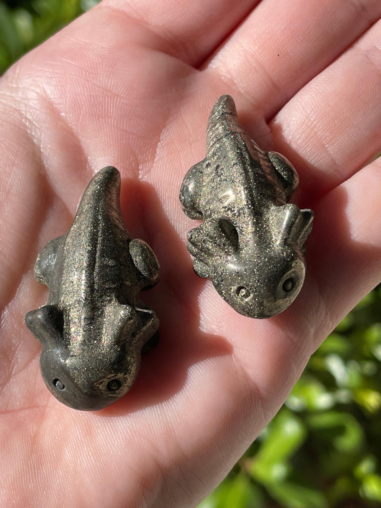 Pyrite Axolotl Crystal Carvings