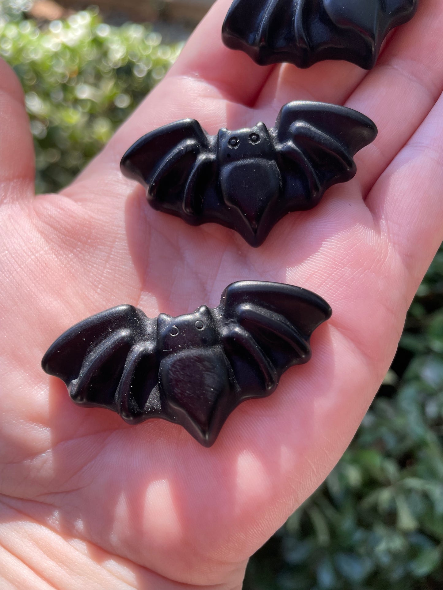 Obsidian Crystal Bat Carving