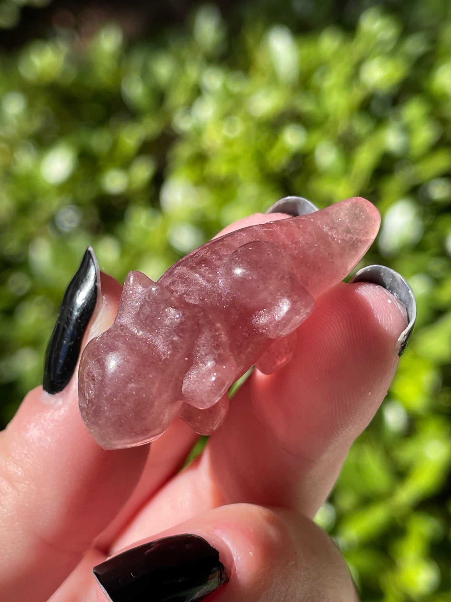 Raspberry Aventurine Axolotl Crystal Carvings