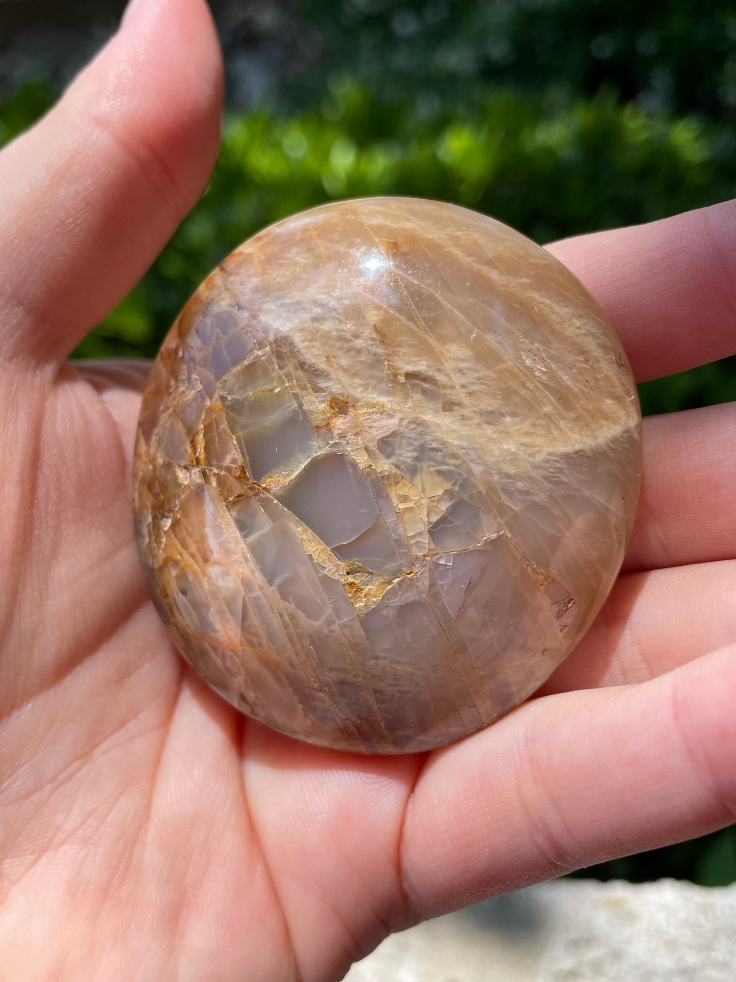 Peach Moonstone Palm Crystal Stone