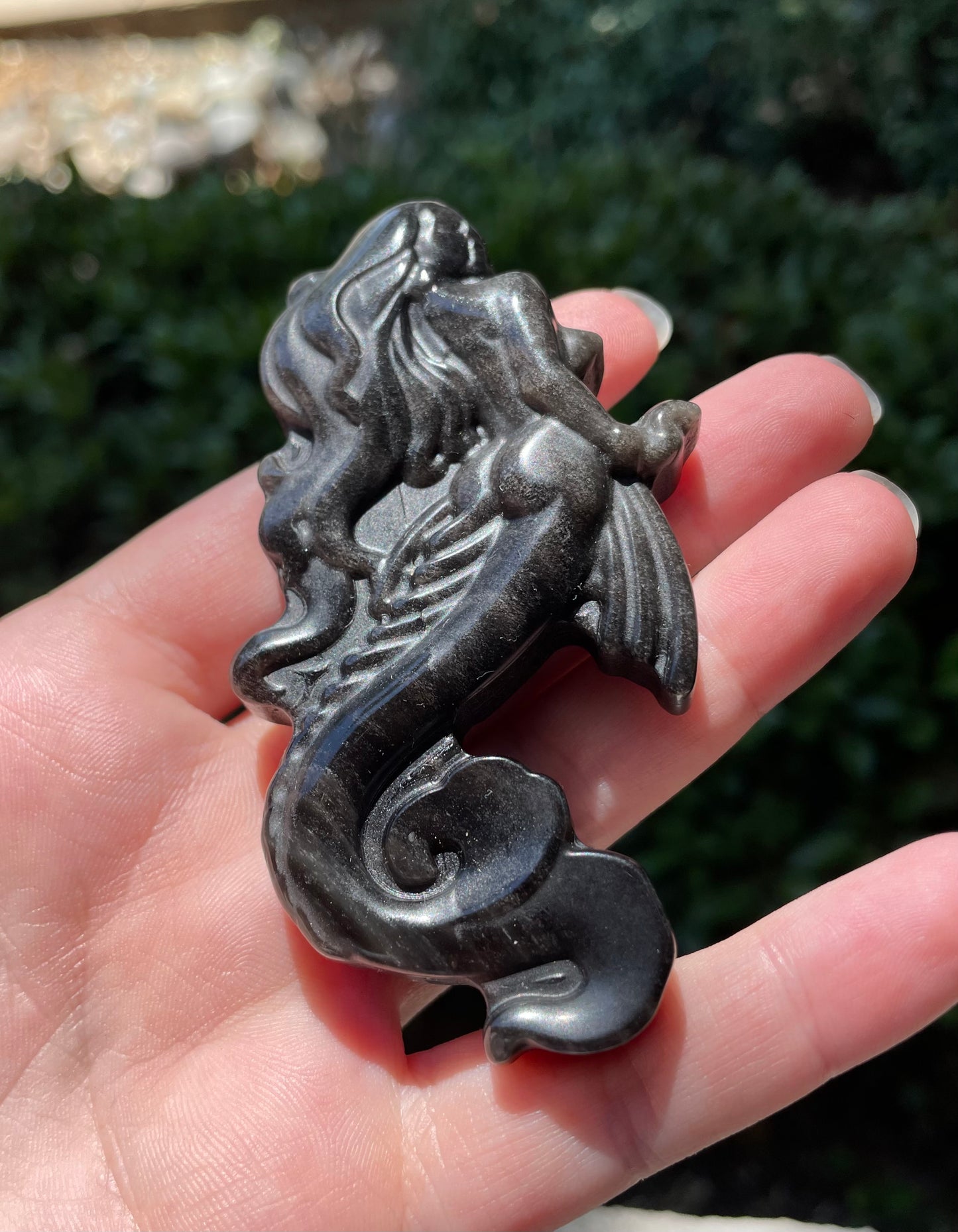 Obsidian Mermaid Carving