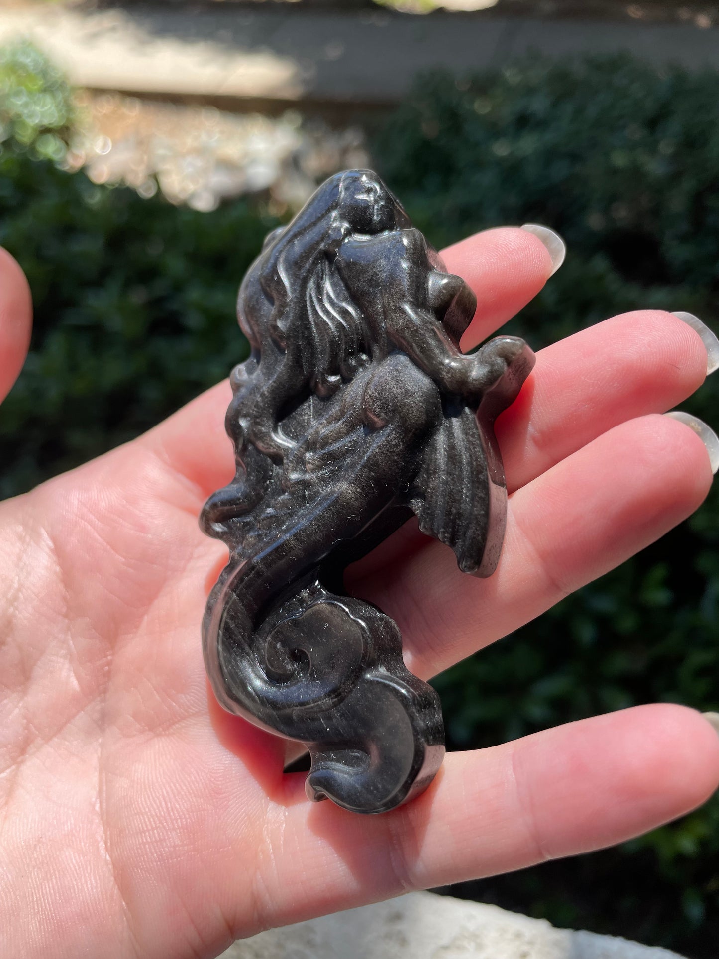 Obsidian Mermaid Carving