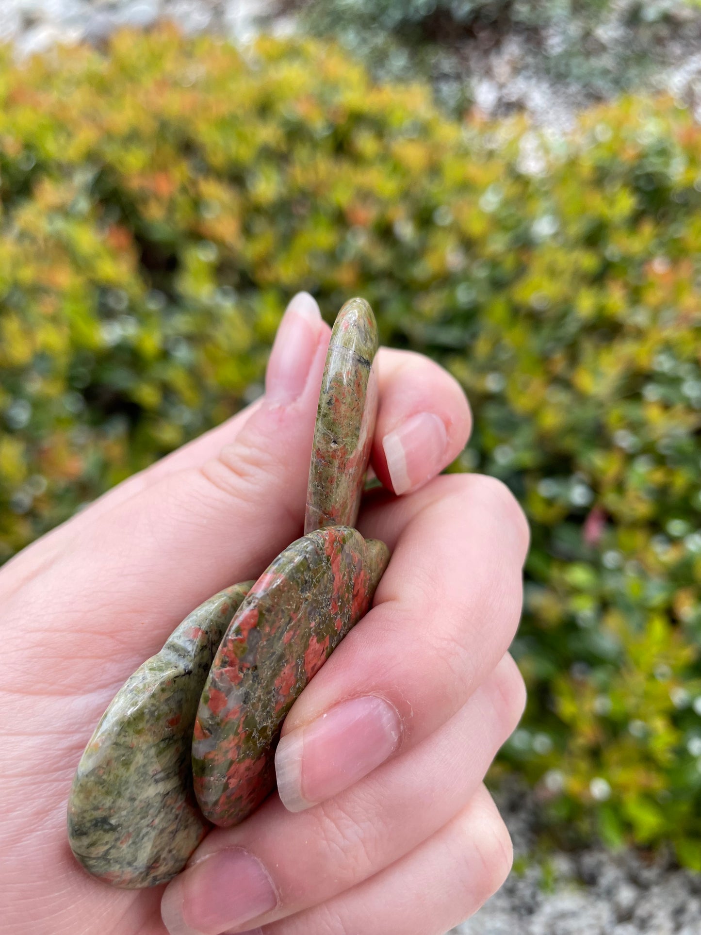 Unakite Heart Worry Stones