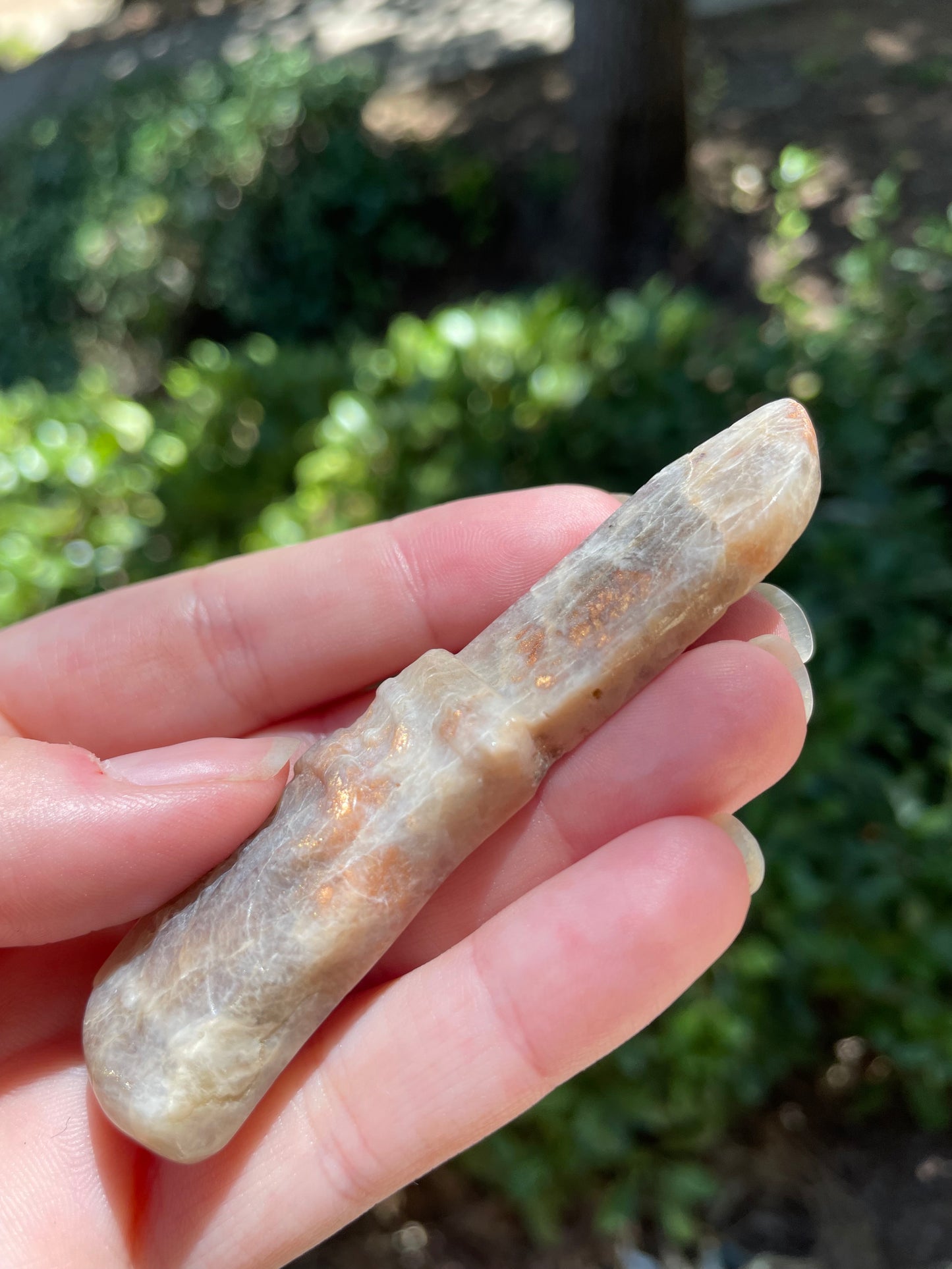 Moonstone with Sunstone Crystal Knife Carving