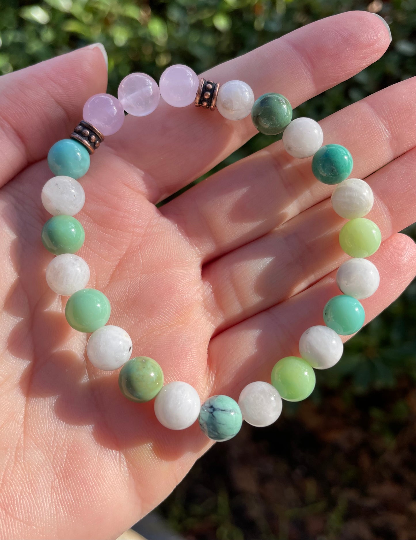 Self-Love & Emotional Regulation Crystal Bracelet with Moonstone, Rose Quartz, and Chrysoprase