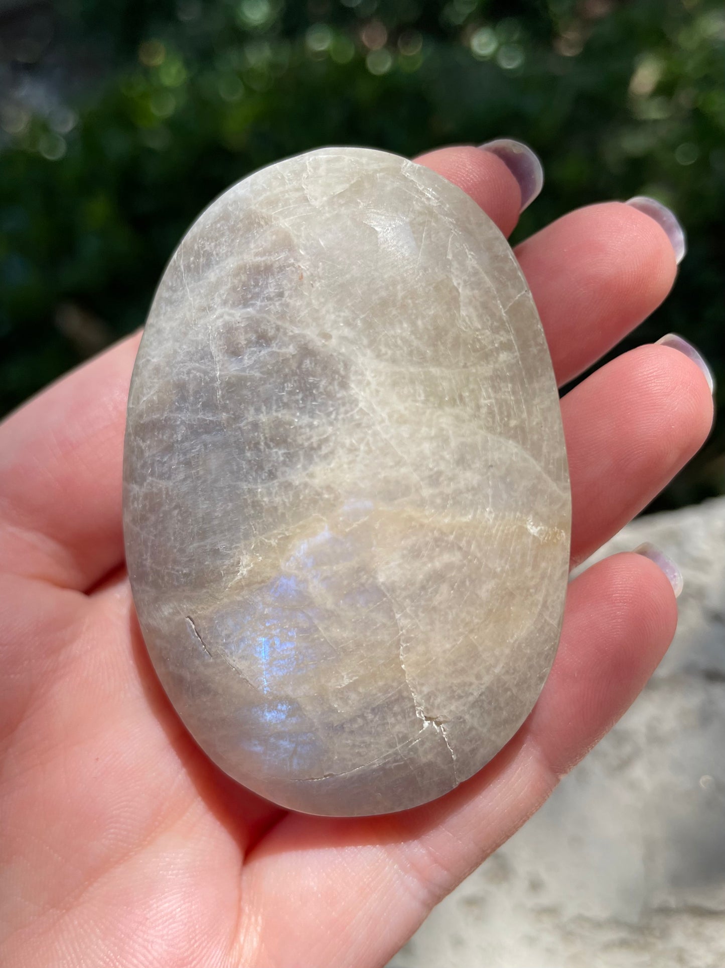 Belomorite Moonstone Palm Crystal Stone