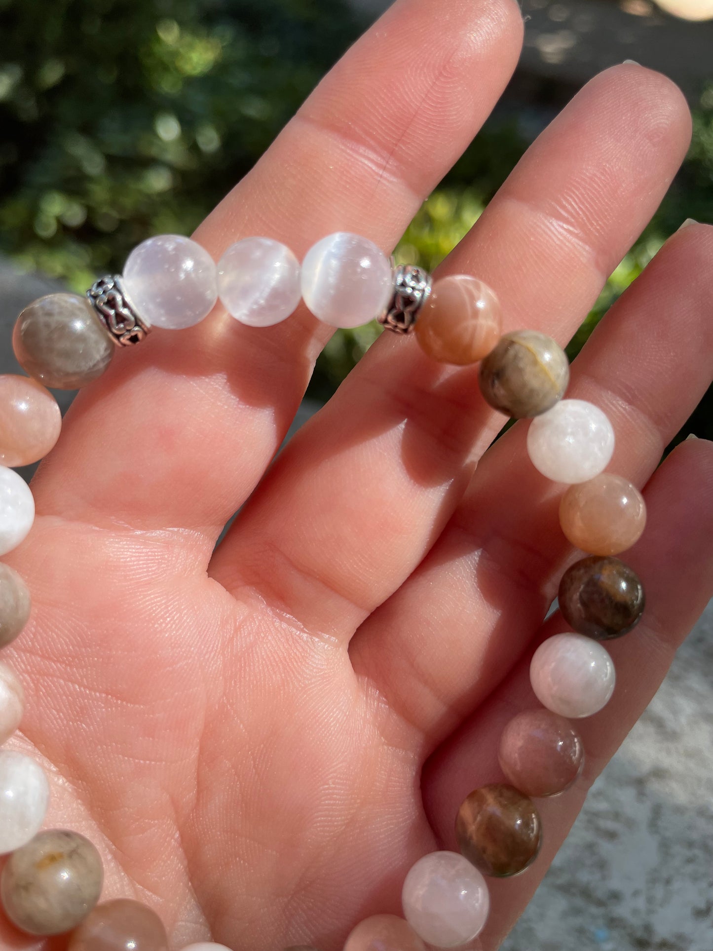 Triple Moonstone Crystal Bracelet for Calm Mind & Positivity