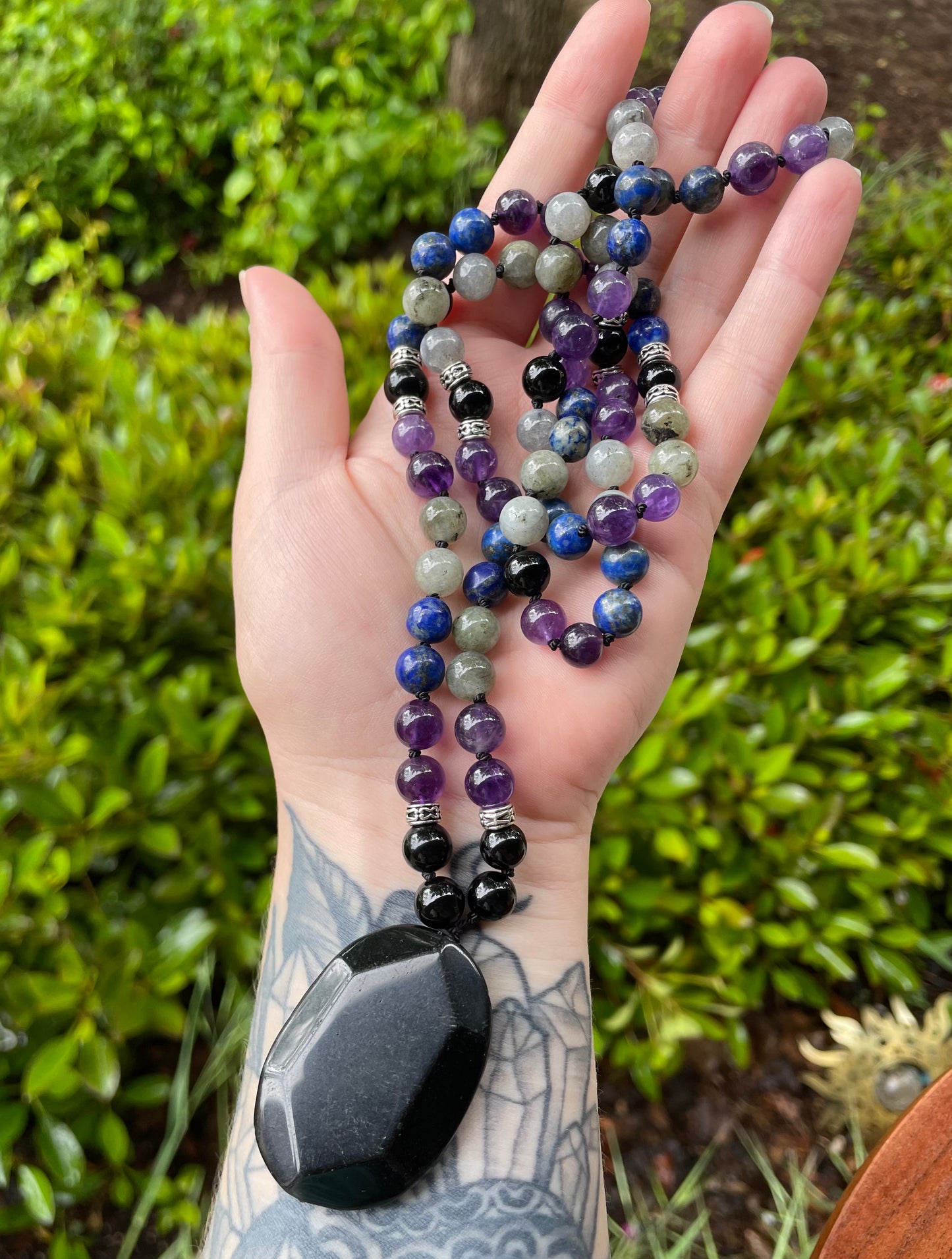 Shadow Work/ Inner Work Crystal Necklace with  Labradorite, Obsidian, Amethyst, and Lapis Lazuli