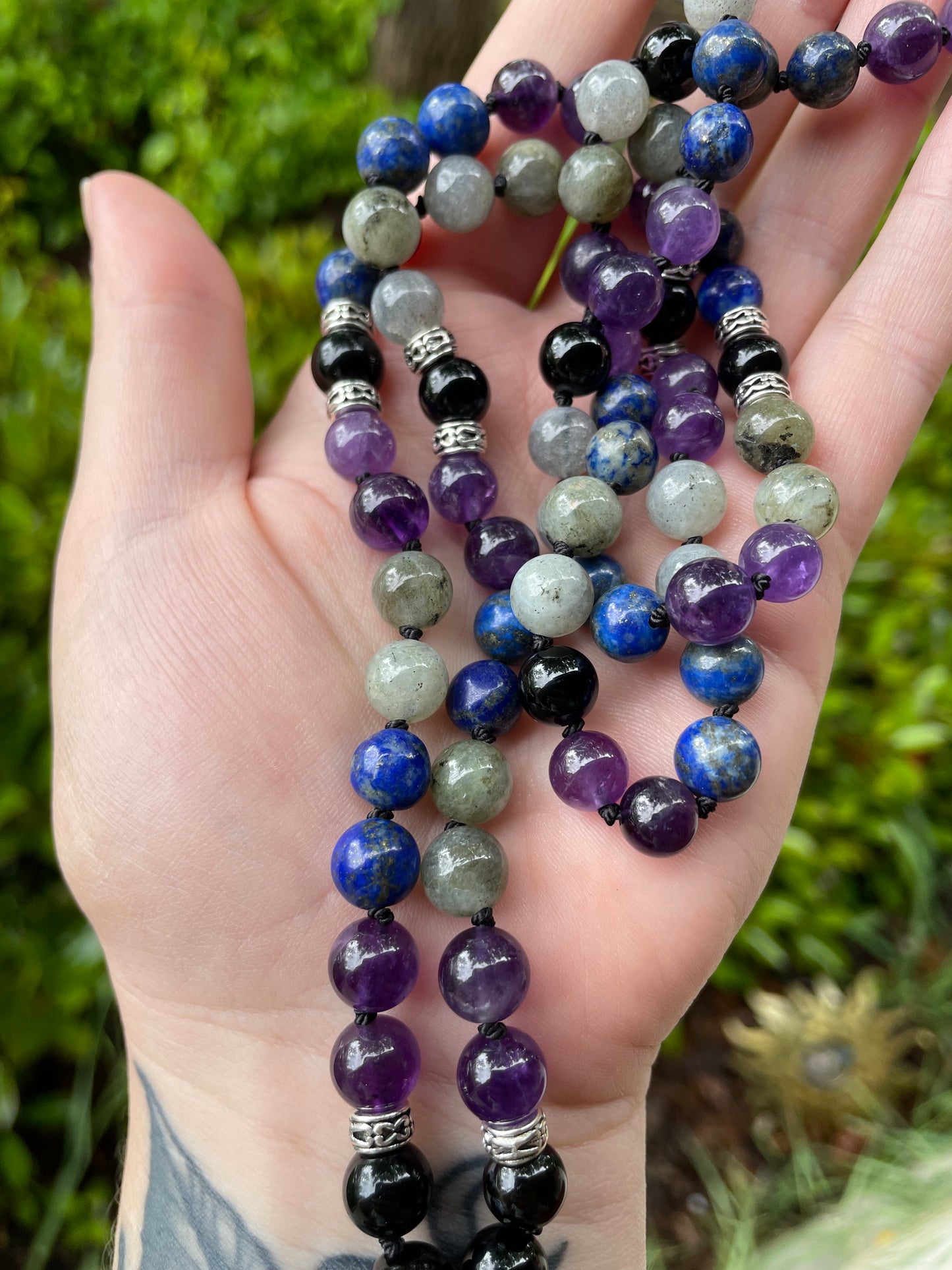 Shadow Work/ Inner Work Crystal Necklace with  Labradorite, Obsidian, Amethyst, and Lapis Lazuli