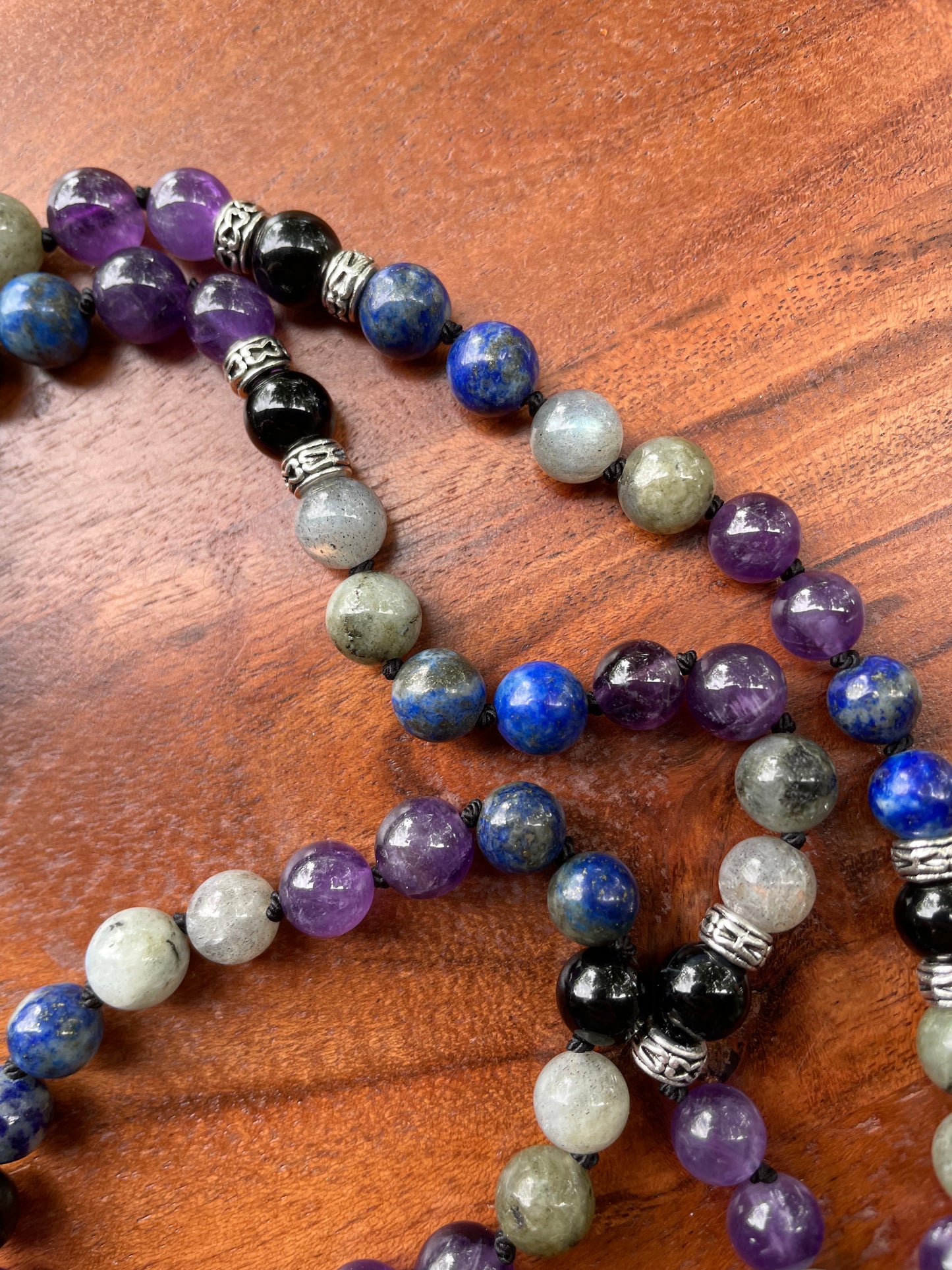 Shadow Work/ Inner Work Crystal Necklace with  Labradorite, Obsidian, Amethyst, and Lapis Lazuli