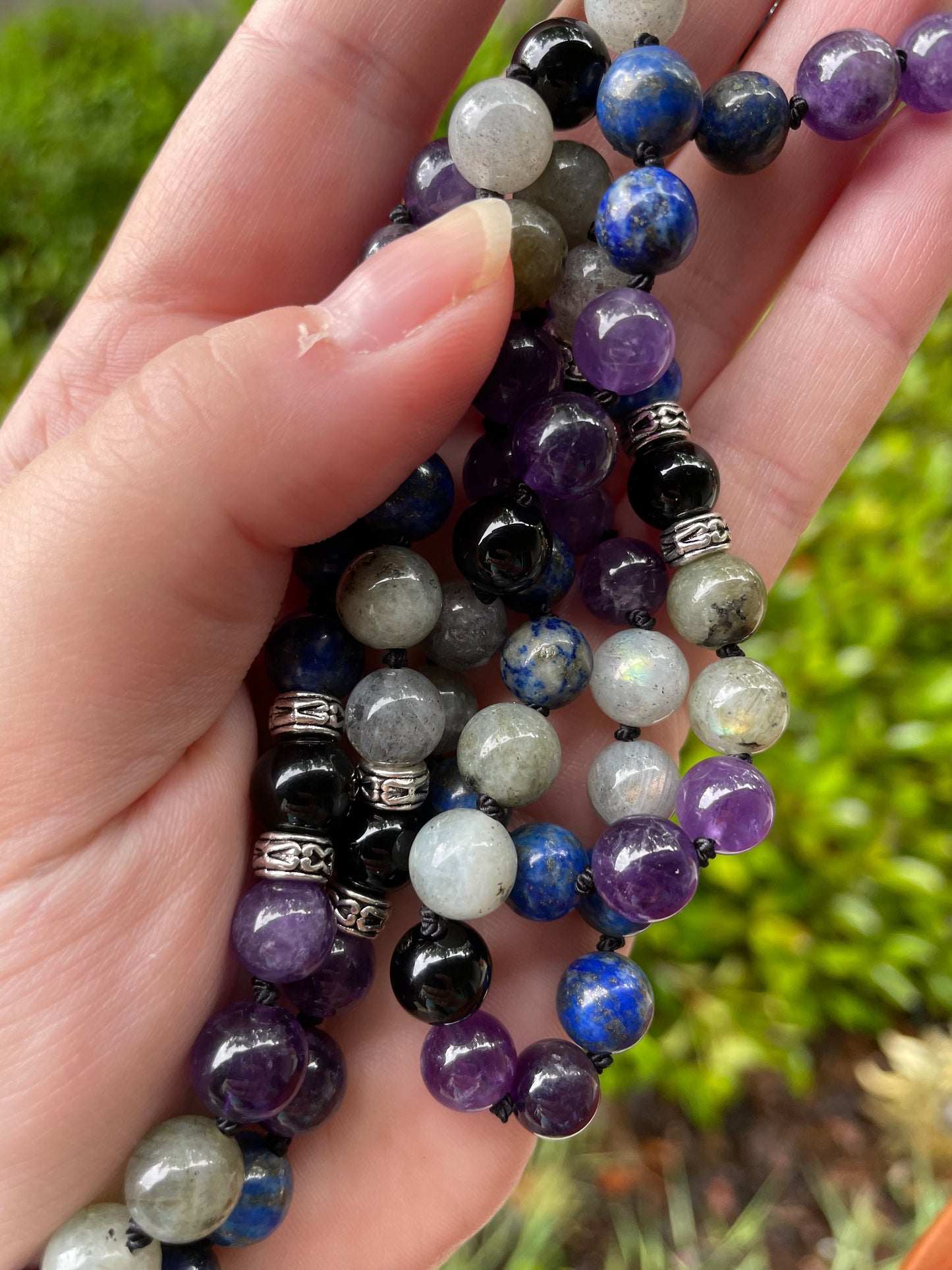 Shadow Work/ Inner Work Crystal Necklace with  Labradorite, Obsidian, Amethyst, and Lapis Lazuli