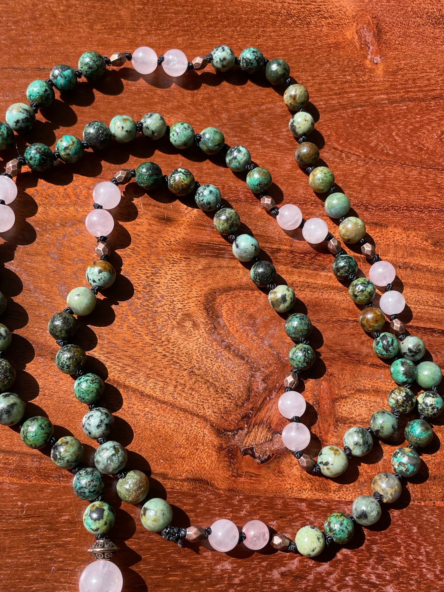 Rose Quartz & African Turquoise Crystal Beaded Convertible Necklace or Bracelet