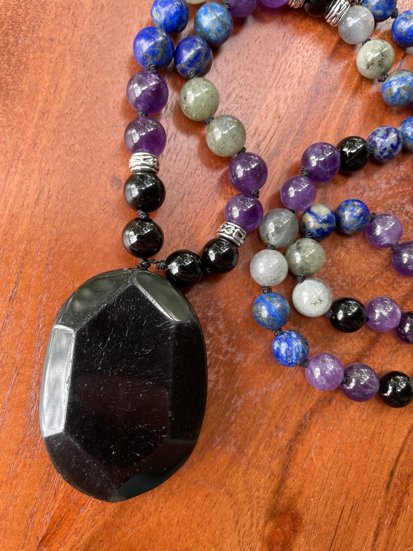 Shadow Work/ Inner Work Crystal Necklace with  Labradorite, Obsidian, Amethyst, and Lapis Lazuli