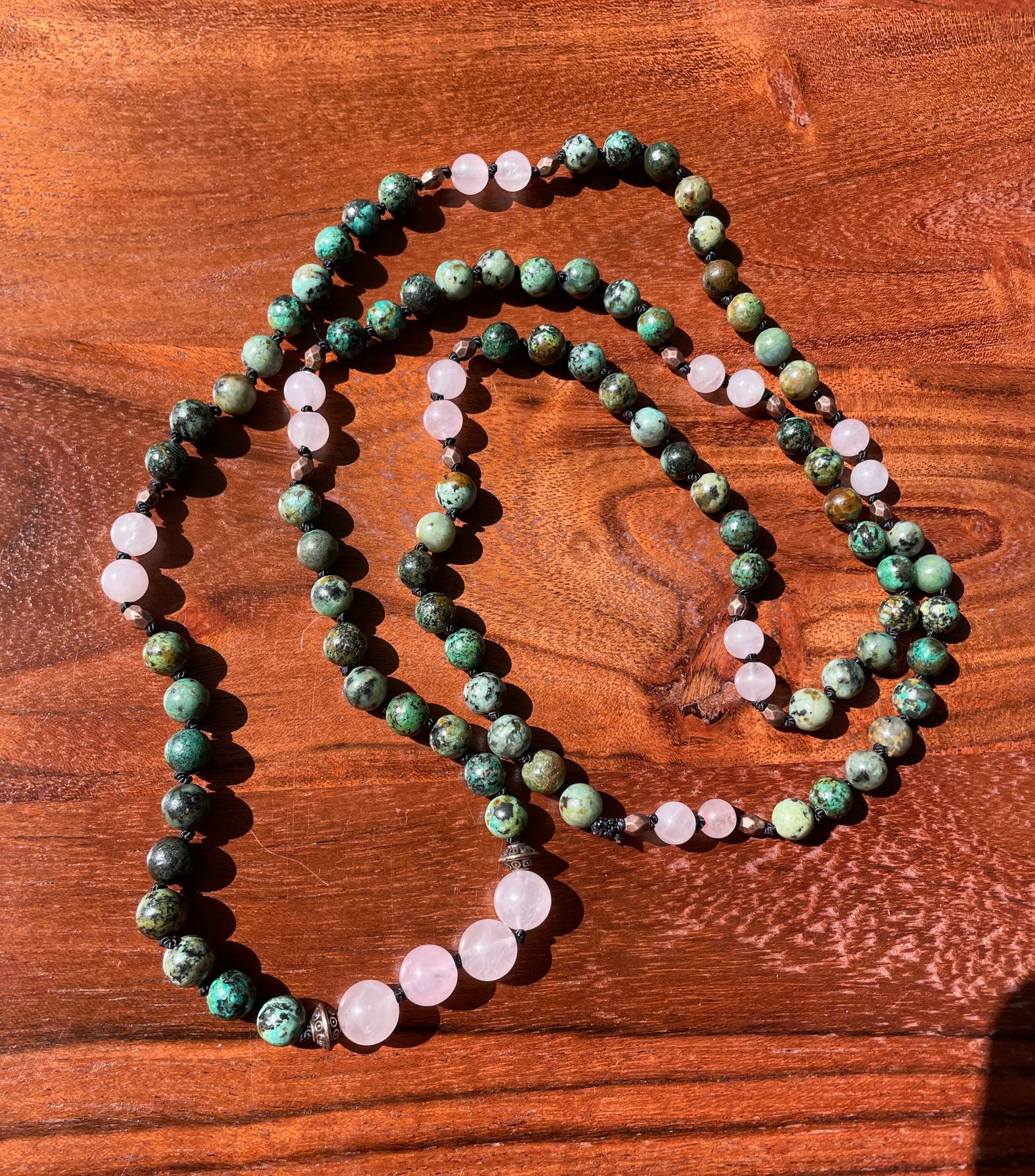 Rose Quartz & African Turquoise Crystal Beaded Convertible Necklace or Bracelet