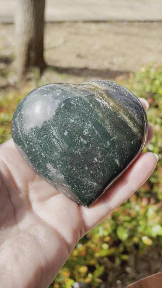 Large Ocean Jasper Crystal Heart