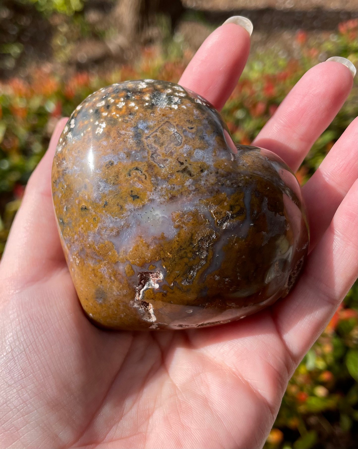 Large Ocean Jasper Crystal Heart