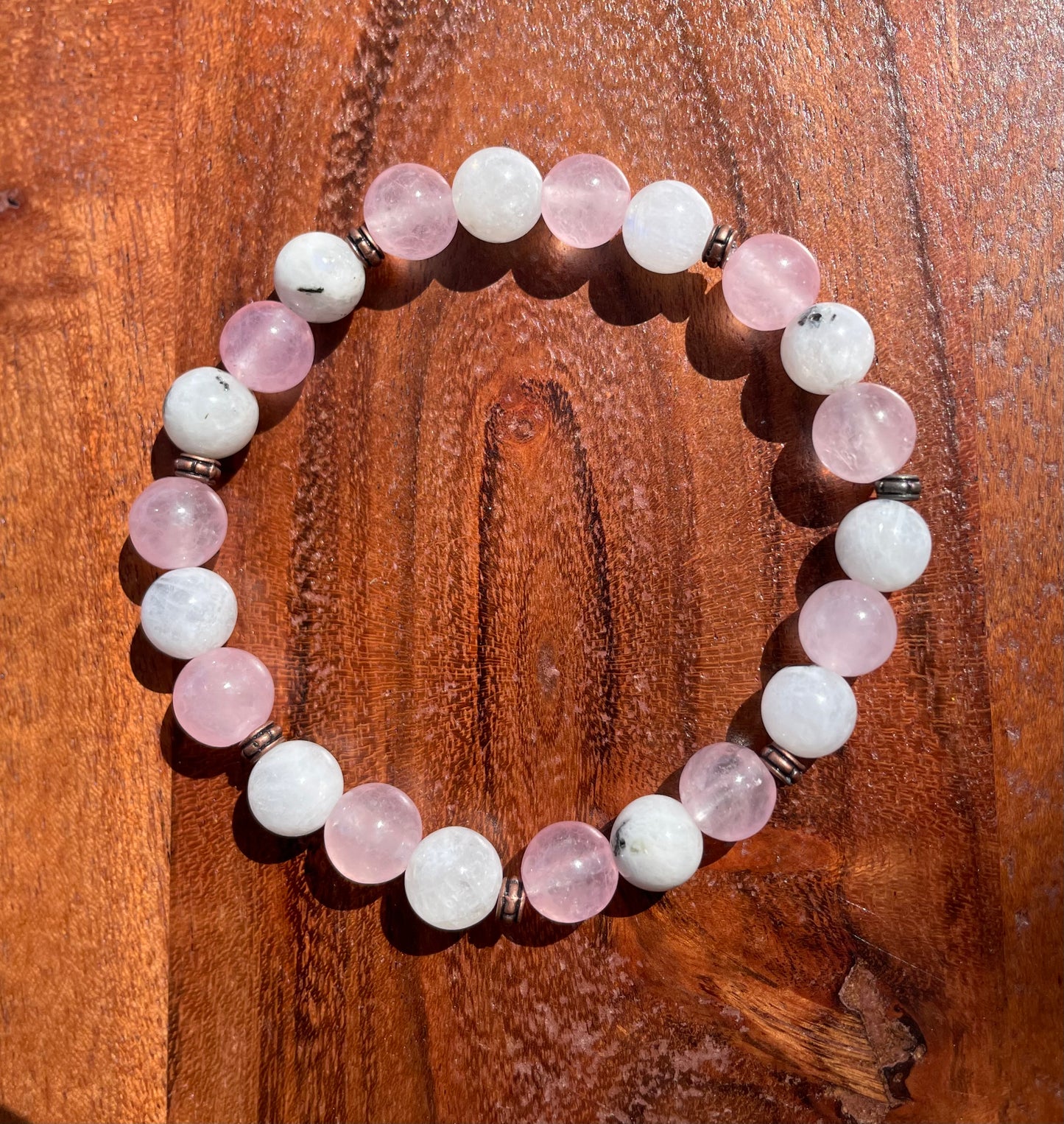 Moonstone & Rose Quartz Crystal Bracelet for Self Love and Peace