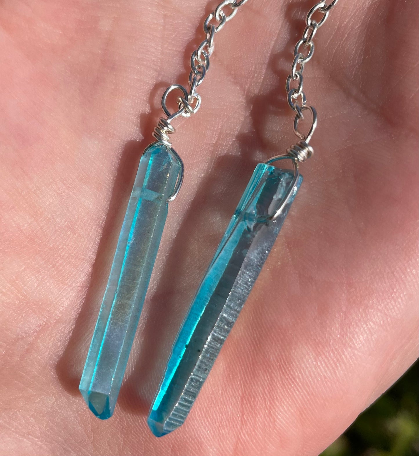 Snake & Aura Quartz Crystal Dangle Earrings