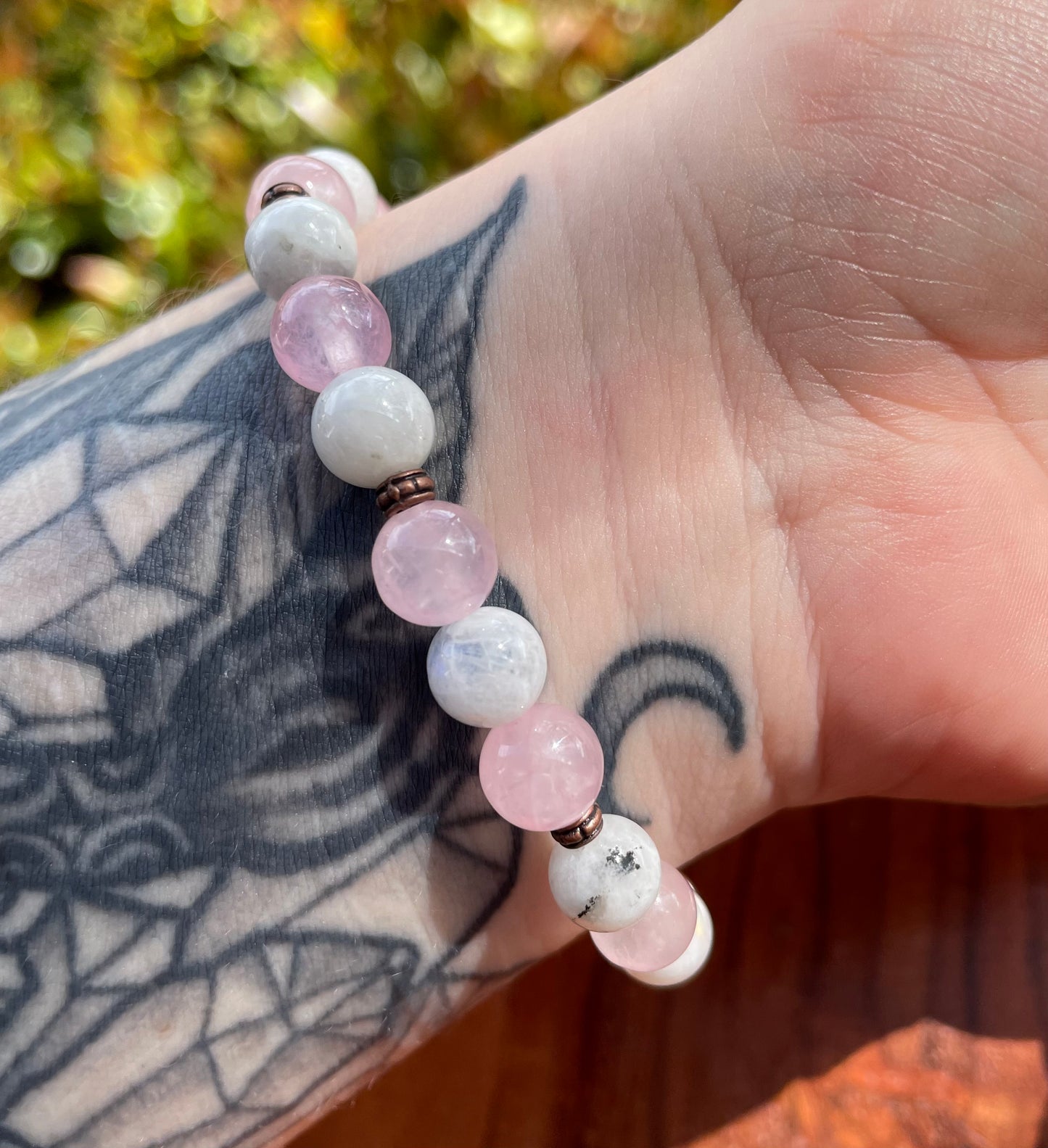 Moonstone & Rose Quartz Crystal Bracelet for Self Love and Peace