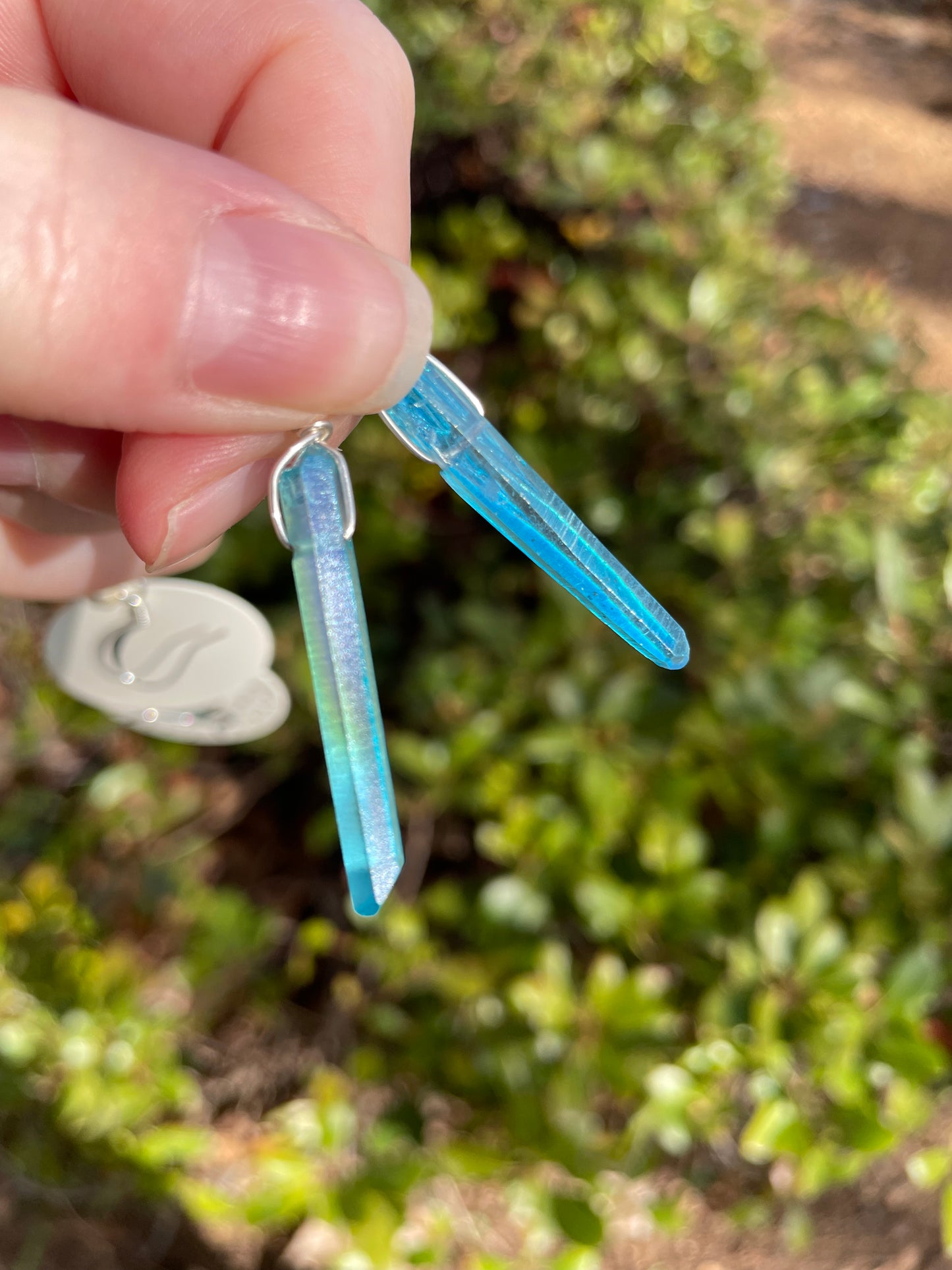 Snake & Aura Quartz Crystal Dangle Earrings