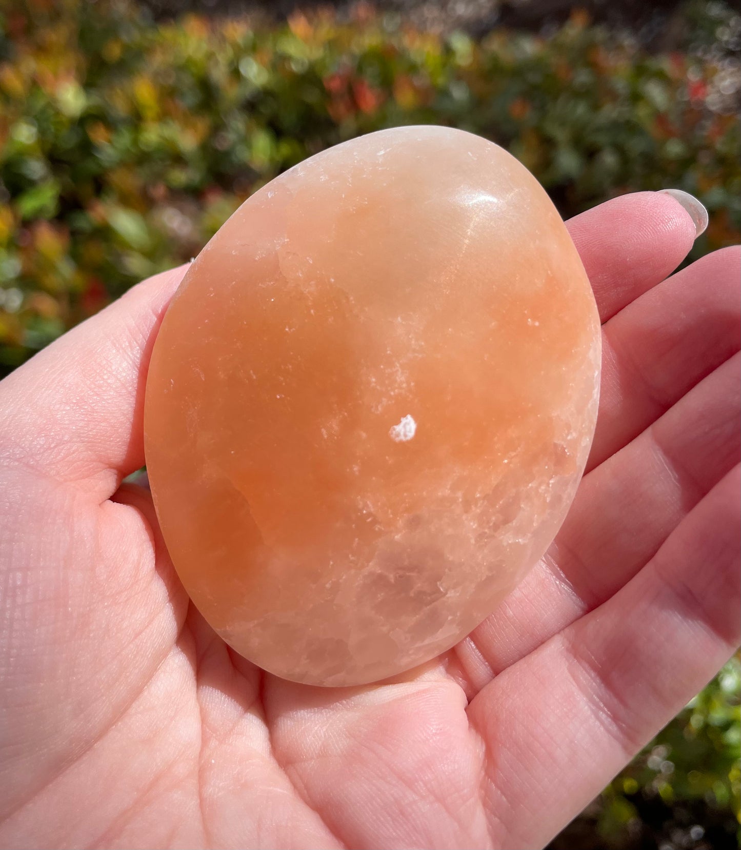 Peach Satin Spar Selenite Palm Stones