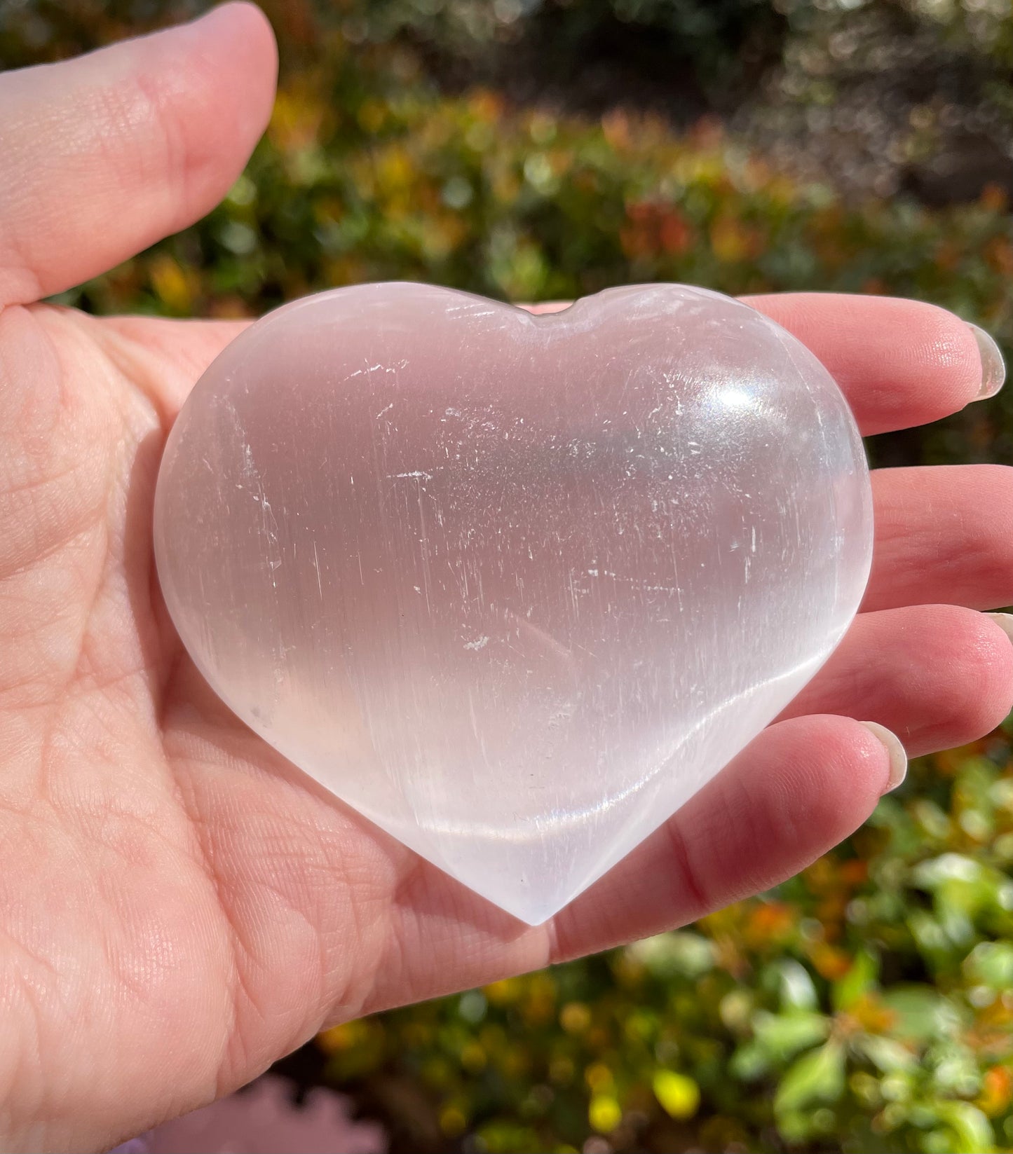 Large Satin Spar Selenite Crystal Puffy Heart