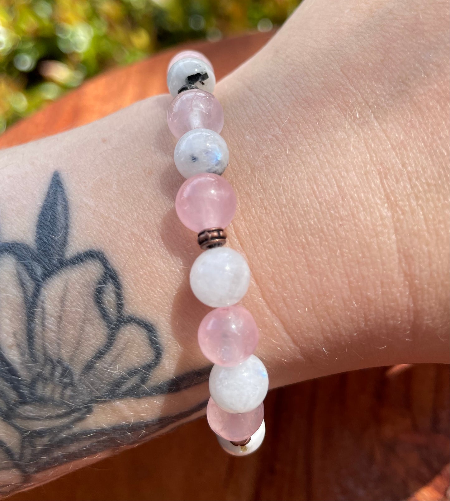 Moonstone & Rose Quartz Crystal Bracelet for Self Love and Peace