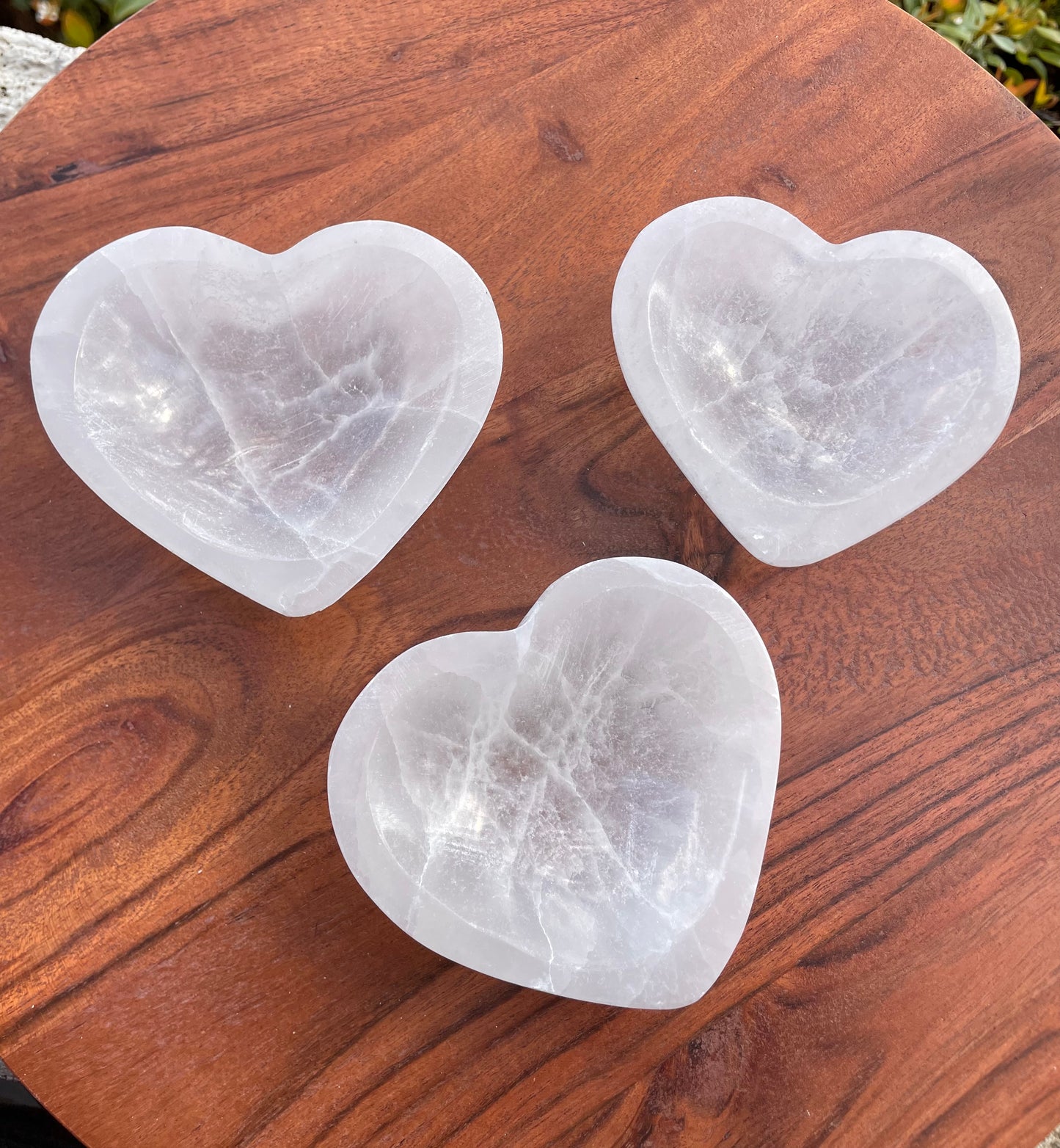 Small Satin Spar Selenite Heart Shaped Bowl