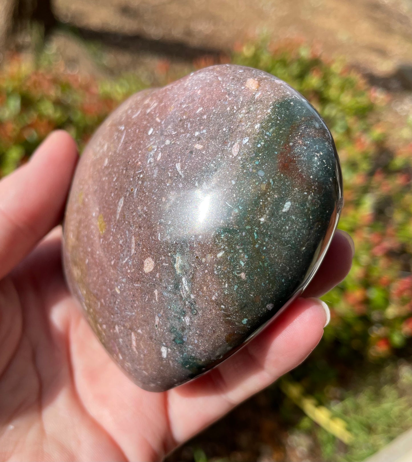 Large Ocean Jasper Crystal Heart