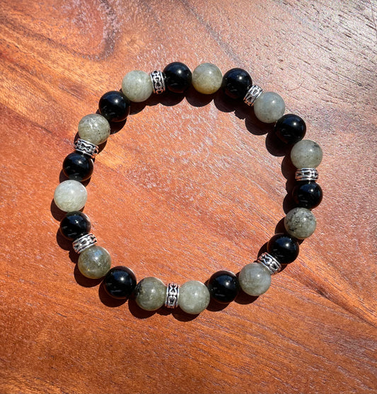 Protection Labradorite & Onyx Crystal Beaded Bracelet