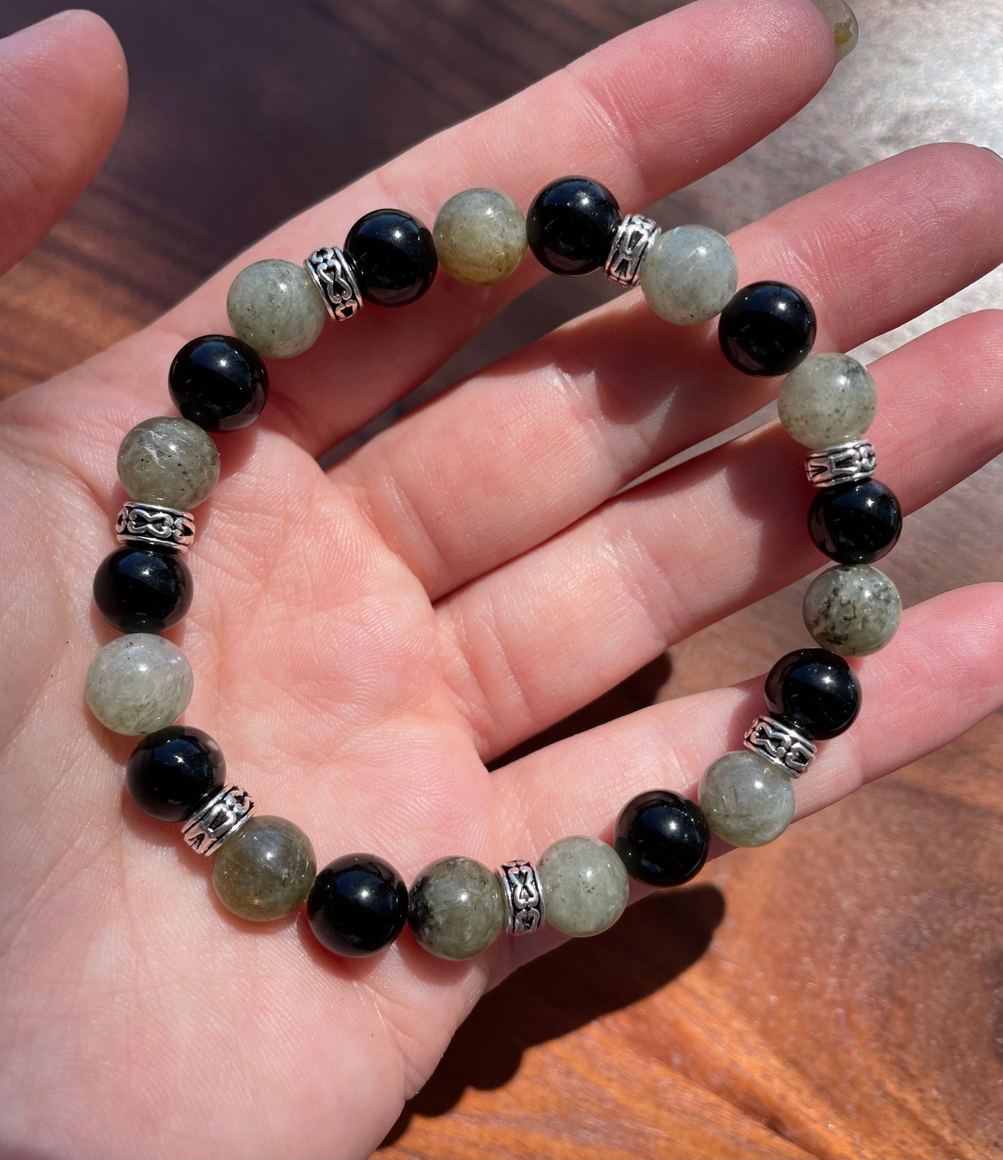 Protection Labradorite & Onyx Crystal Beaded Bracelet